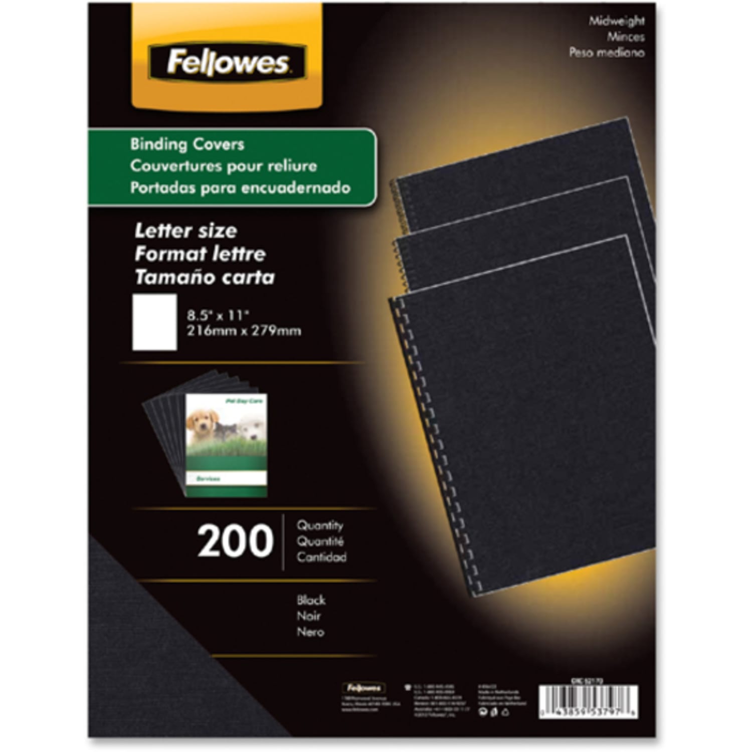 Fellowes ExpressionsLinen Presentation Covers, 8 1/2in x 11in x 0.1in, Black, Pack Of 200 - Image 4