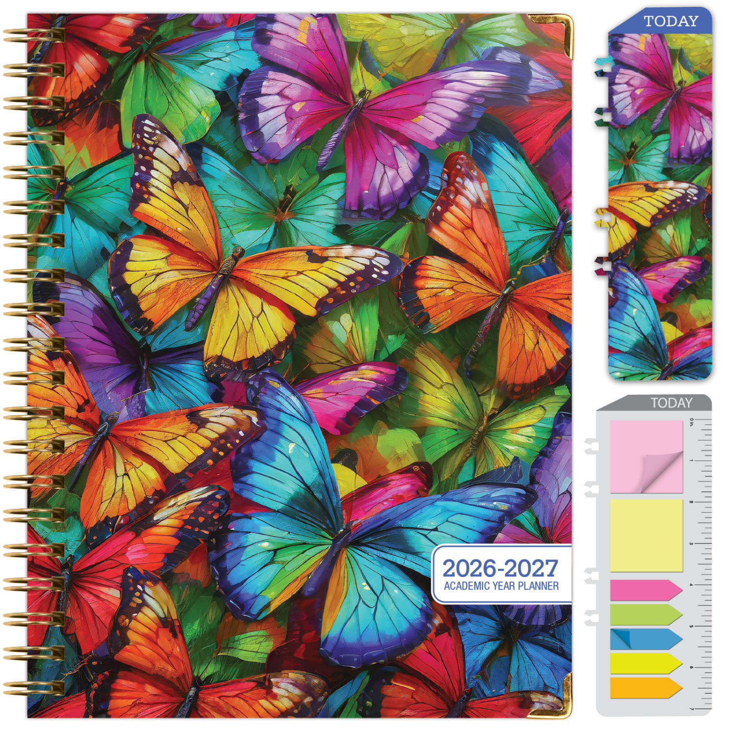 2026-2027 Excello Brands 14-Month Academic Year Hardcover Weekly/Monthly Fashion Planner, 8-1/2in x 11in, Colorful Butterflies, May To June, Total Qty 1 - Image 3