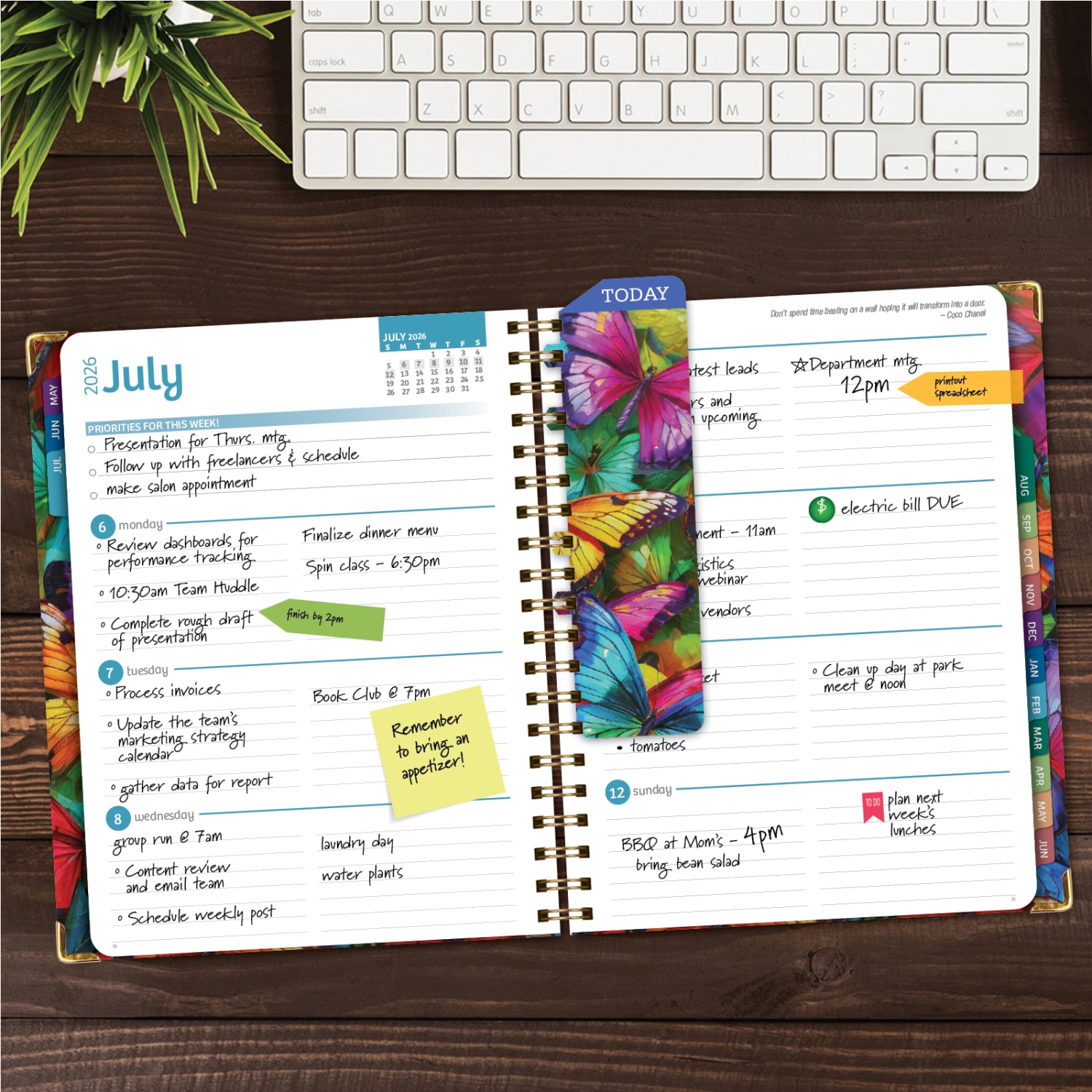 2026-2027 Excello Brands 14-Month Academic Year Hardcover Weekly/Monthly Fashion Planner, 8-1/2in x 11in, Colorful Butterflies, May To June, Total Qty 1 - Image 4