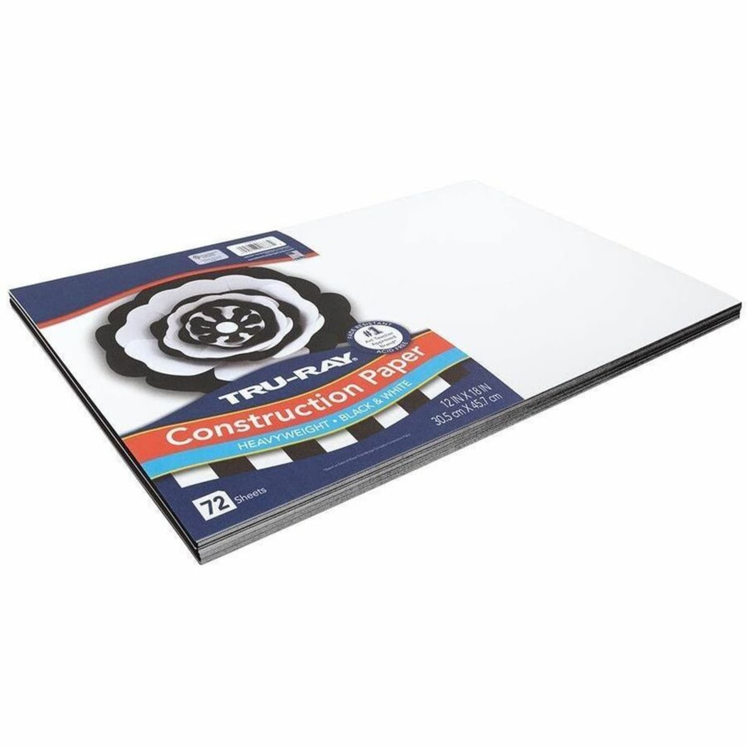 Tru-Ray Premium Construction Paper - Project, Construction - 12in x 18in - Black, White - Sulphite, Fiber - 72 Sheet - Image 3