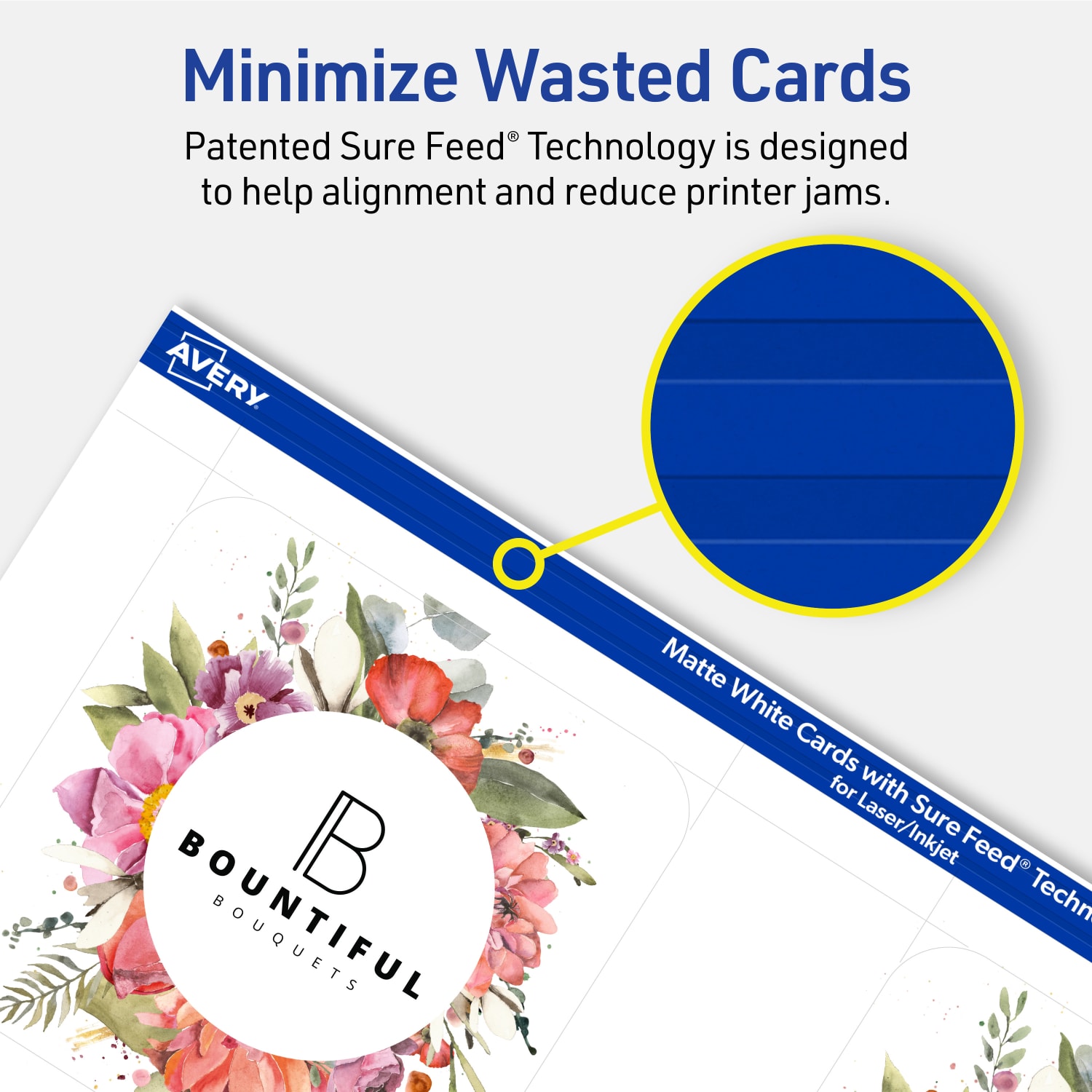 Avery Printable Note Cards With Sure Feed Technology, 3in x 3in Square Rounded Corners, Matte White, Pack Of 150 - Image 5