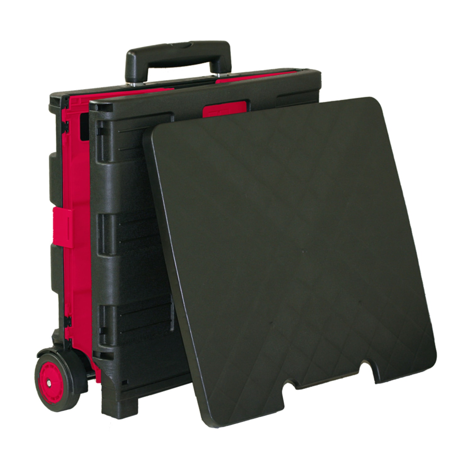 BAZIC Products Folding Cart On Wheels With Lid Cover, 18inH x 15inW x 16inD, Black/Red - Image 4