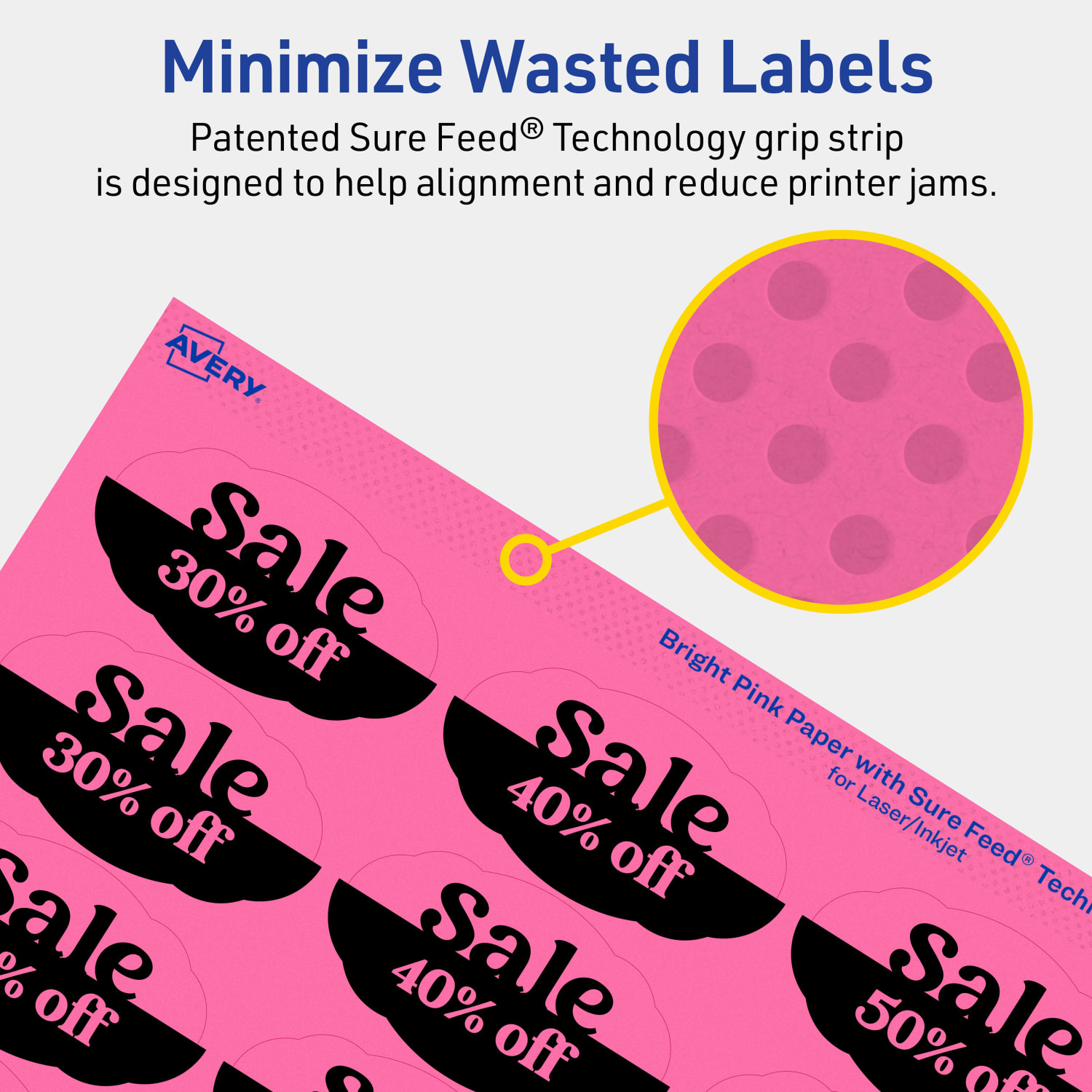 Avery Print-To-The-Edge Labels With Sure Feed Technology And Easy Peel, 94061-BPP80, Oval Scalloped, 1-1/8inx2-1/4in, Matte Bright Pink, Pack of 1680 - Image 5