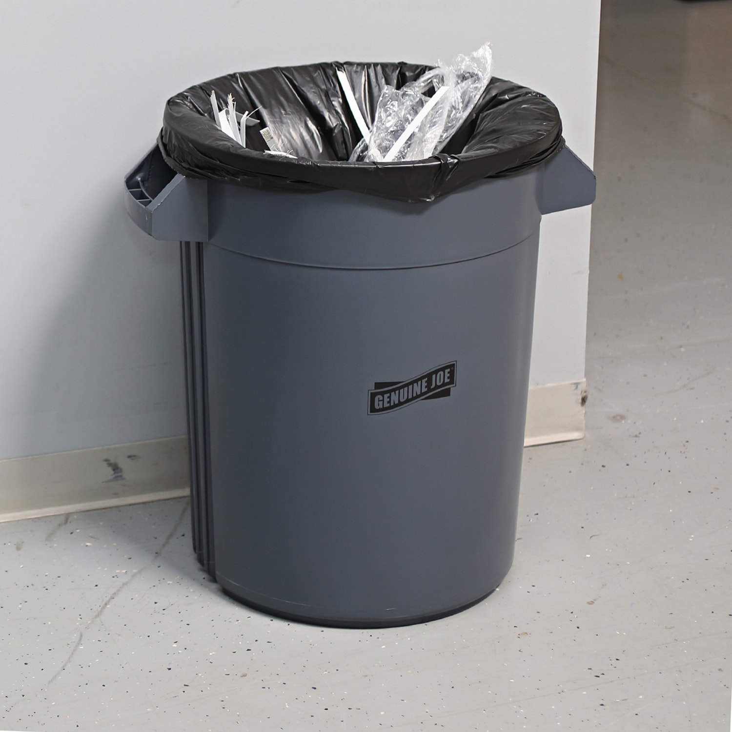 Genuine Joe Heavy-Duty Trash Container, 32 Gallons, Gray - Image 5