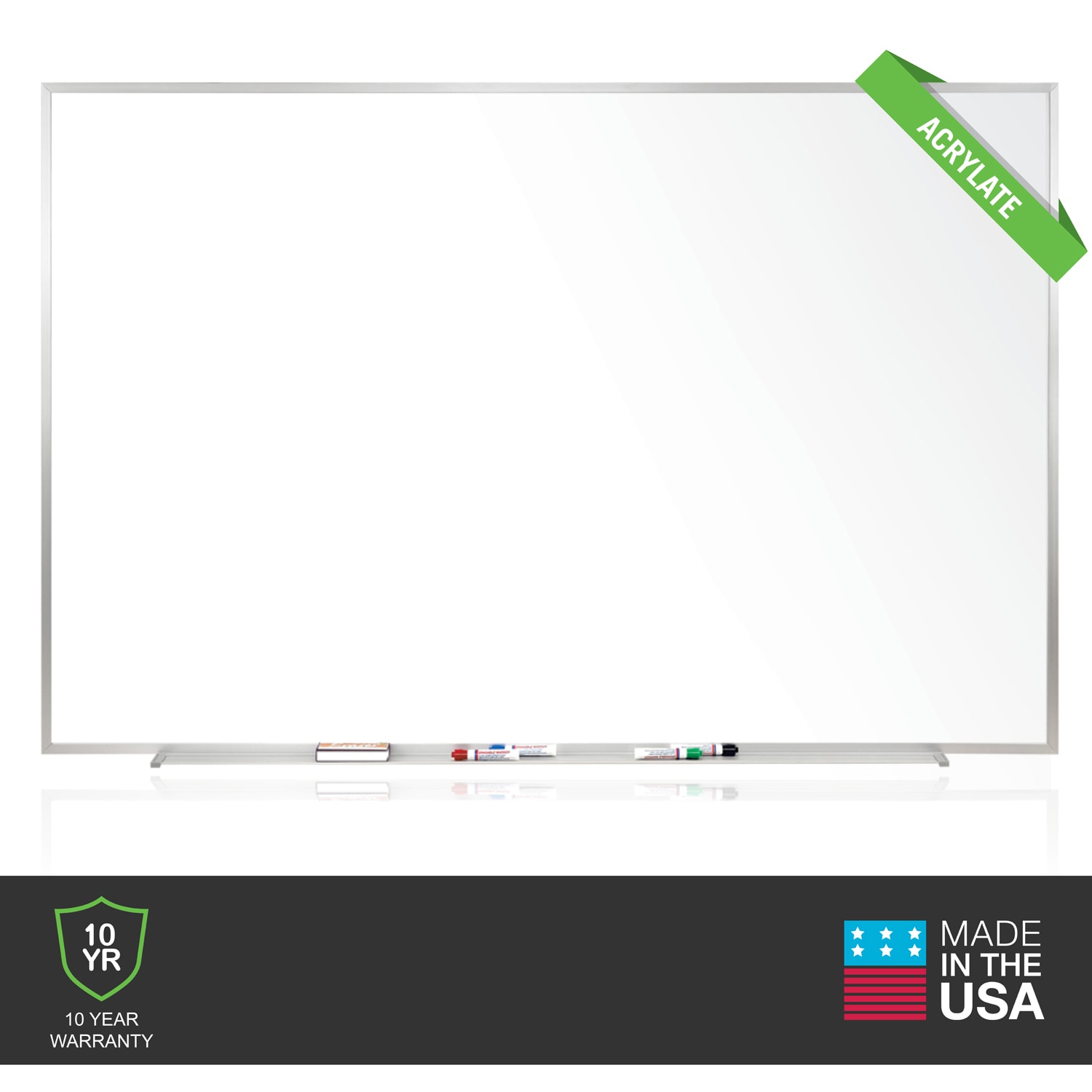 Ghent M2 Non-Magnetic Dry-Erase Whiteboard, 48in x 60in, Satin Aluminum Frame - Image 3