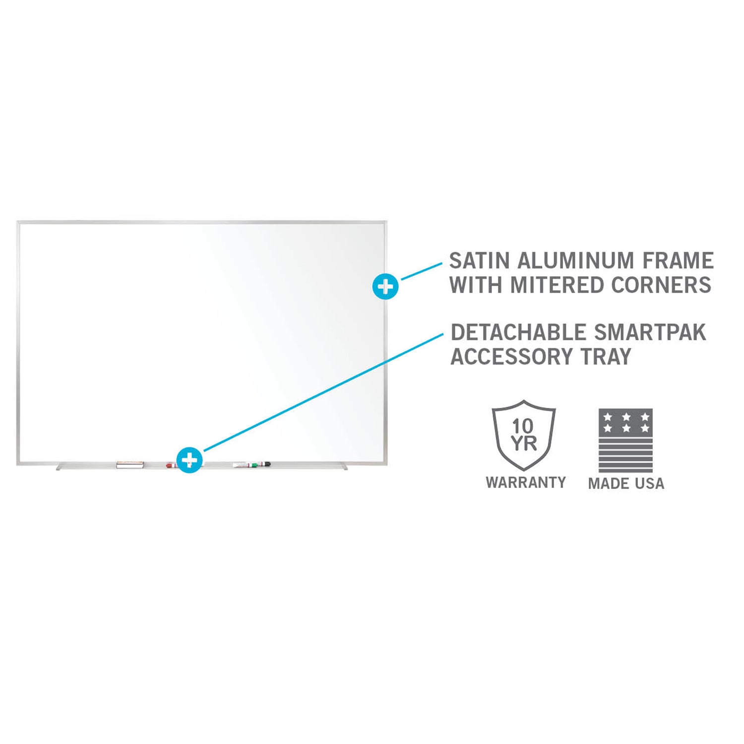 Ghent M2 Non-Magnetic Dry-Erase Whiteboard, 48in x 60in, Satin Aluminum Frame - Image 4