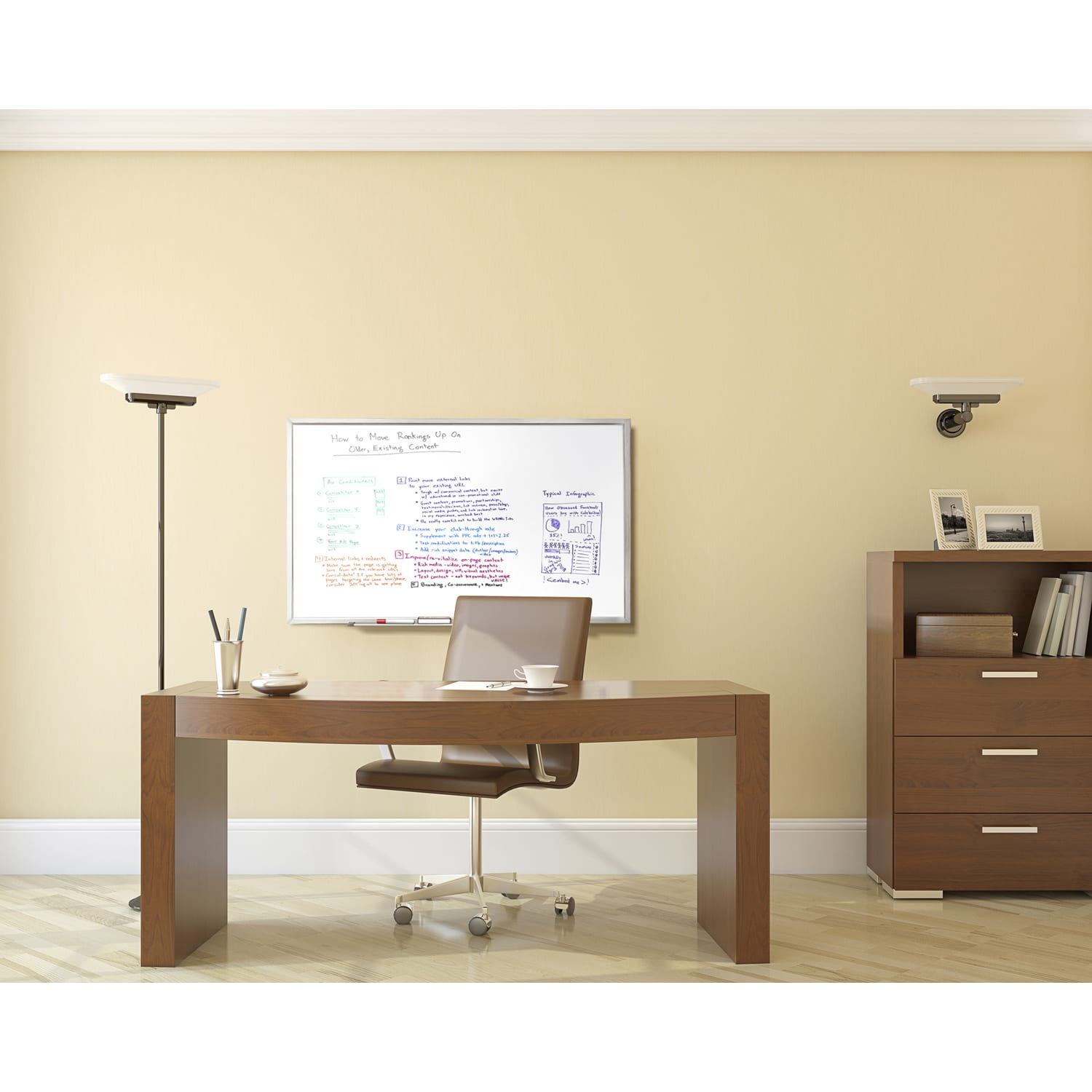 Ghent M2 Non-Magnetic Dry-Erase Whiteboard, 48in x 60in, Satin Aluminum Frame - Image 5