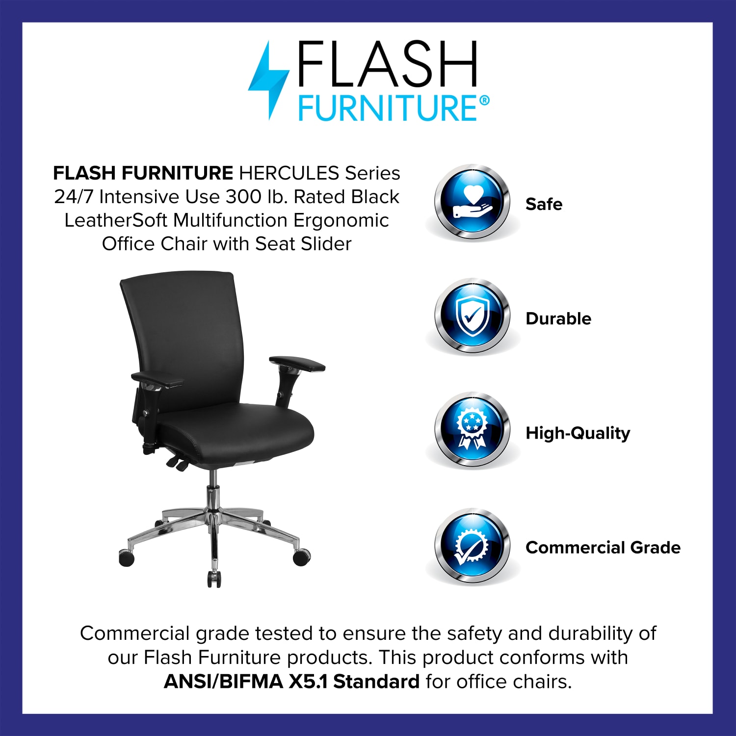 Flash Furniture HERCULES Series 247 IntensiveUse Ergonomic MidBack Executive Multifunction Office Chair Black LeatherSoftGray GOWY857 PopularChairscom Flash Furniture HERCULES Series 247 Intensive Use Ergonomic Mid Back Executive Multifunction Office Chair Black LeatherSoftGray GOWY857 PopularChairscom