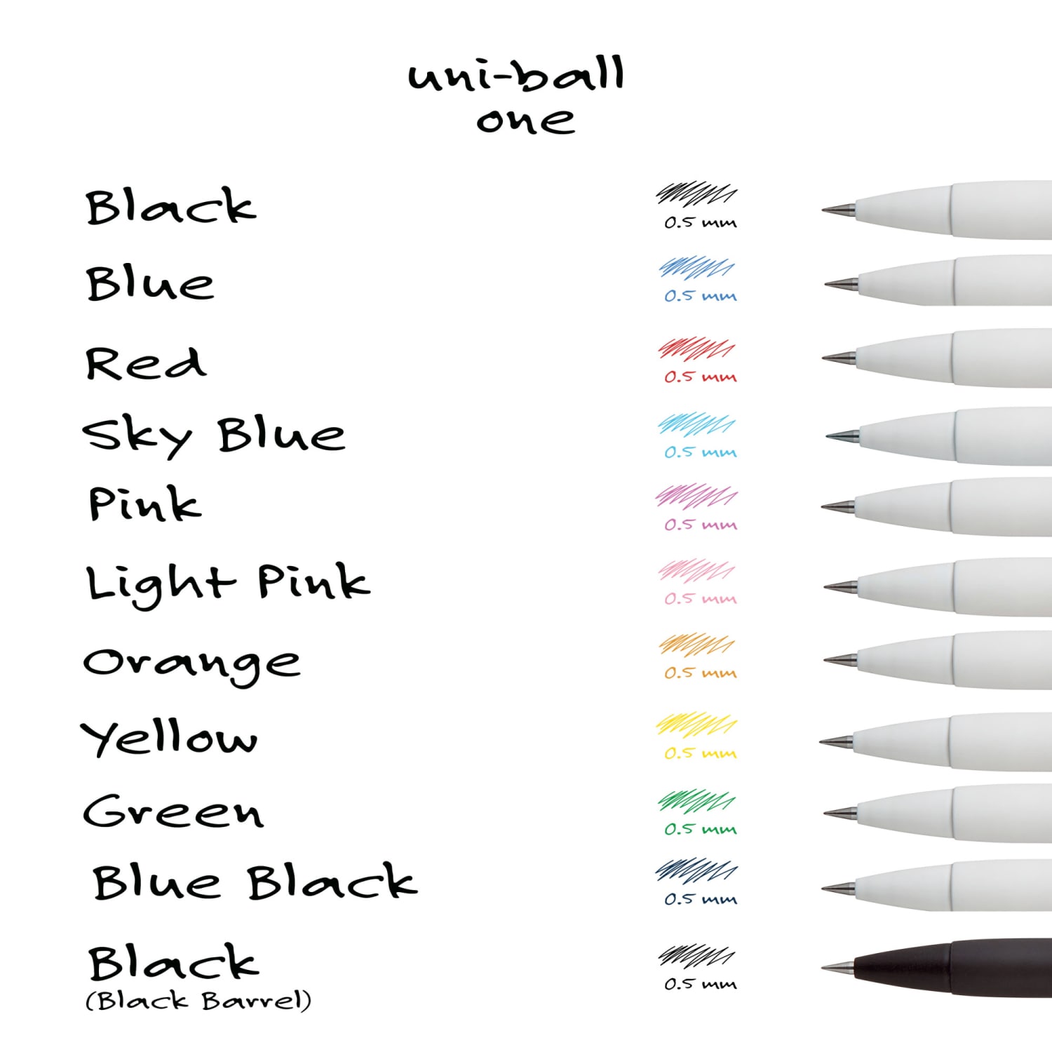 Uni-Ball One Retractable Gel Pens, Micro Point, 0.5 mm, White Barrel, Black Ink, Pack Of 12 Pens - Image 5