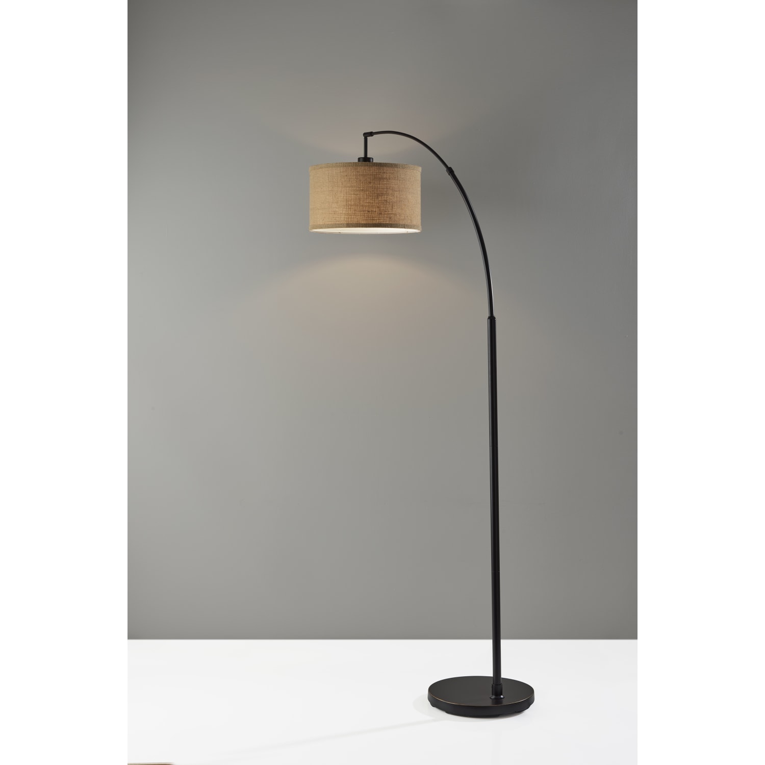 Adesso Simplee Burlap Arc Floor Lamp, 68inH, Antique Bronze Base - Image 6