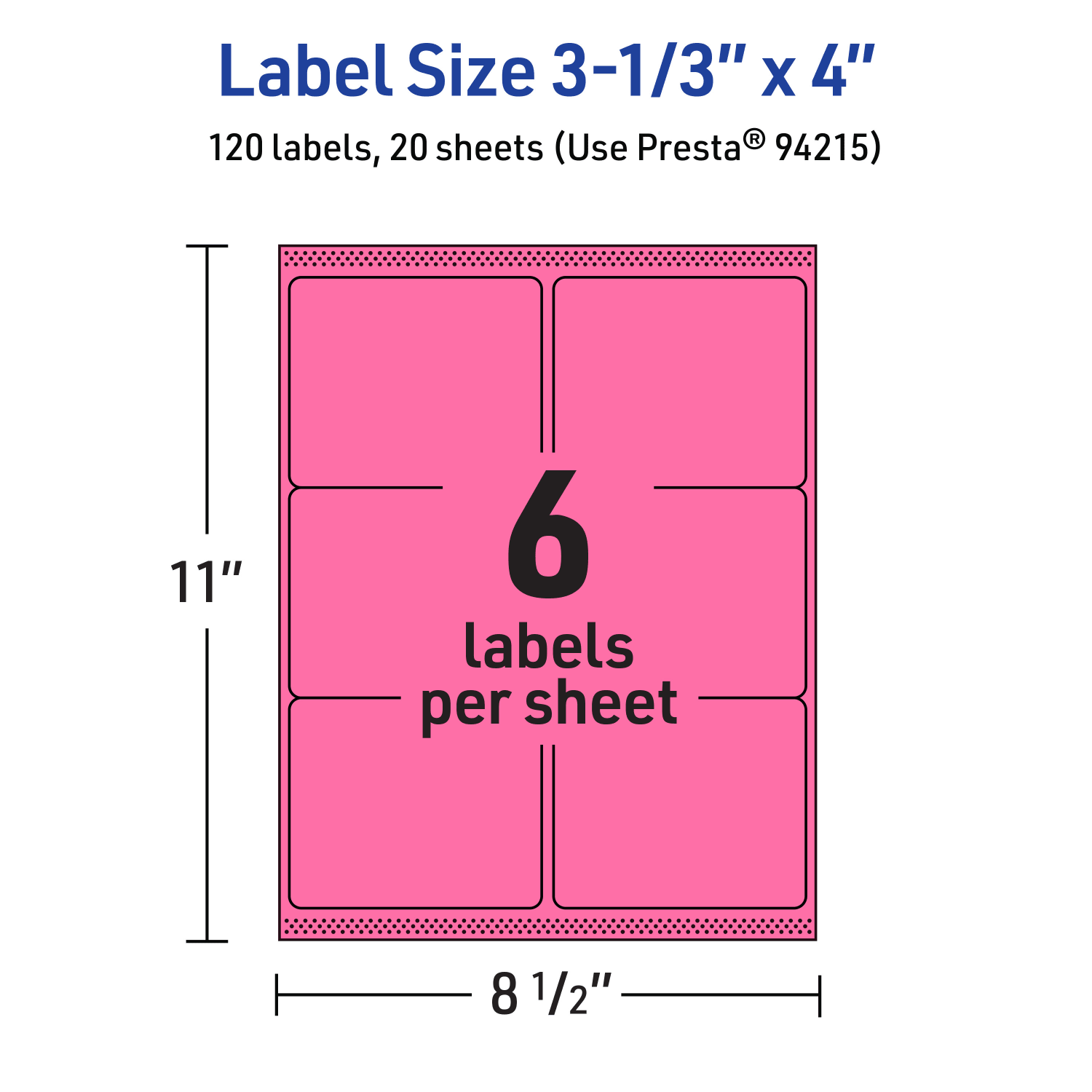 Avery Printable Labels With Sure Feed Technology, 94215-BPP20, Rectangle, 3-1/3in x 4in, Matte Bright Pink, Pack of 120 - Image 6