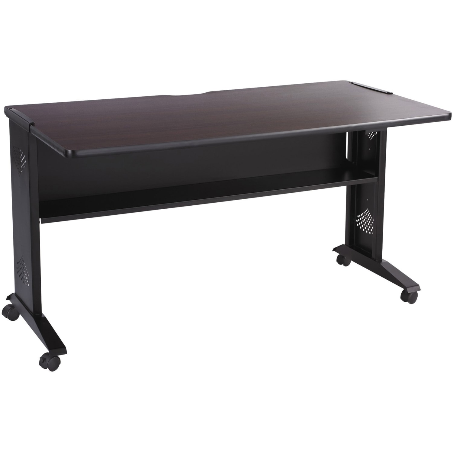 Safco Reversible-Top Computer Desk, 54inW, Mahogany & Medium Oak/Black - Image 3