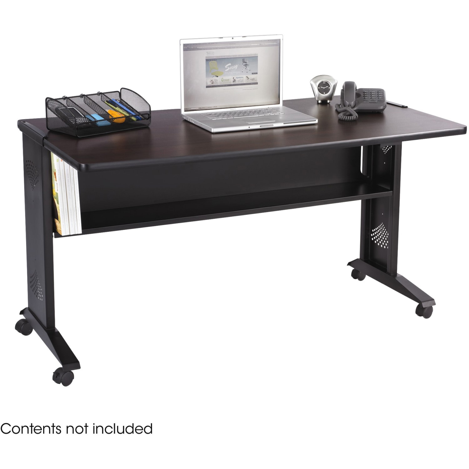 Safco Reversible-Top Computer Desk, 54inW, Mahogany & Medium Oak/Black - Image 4