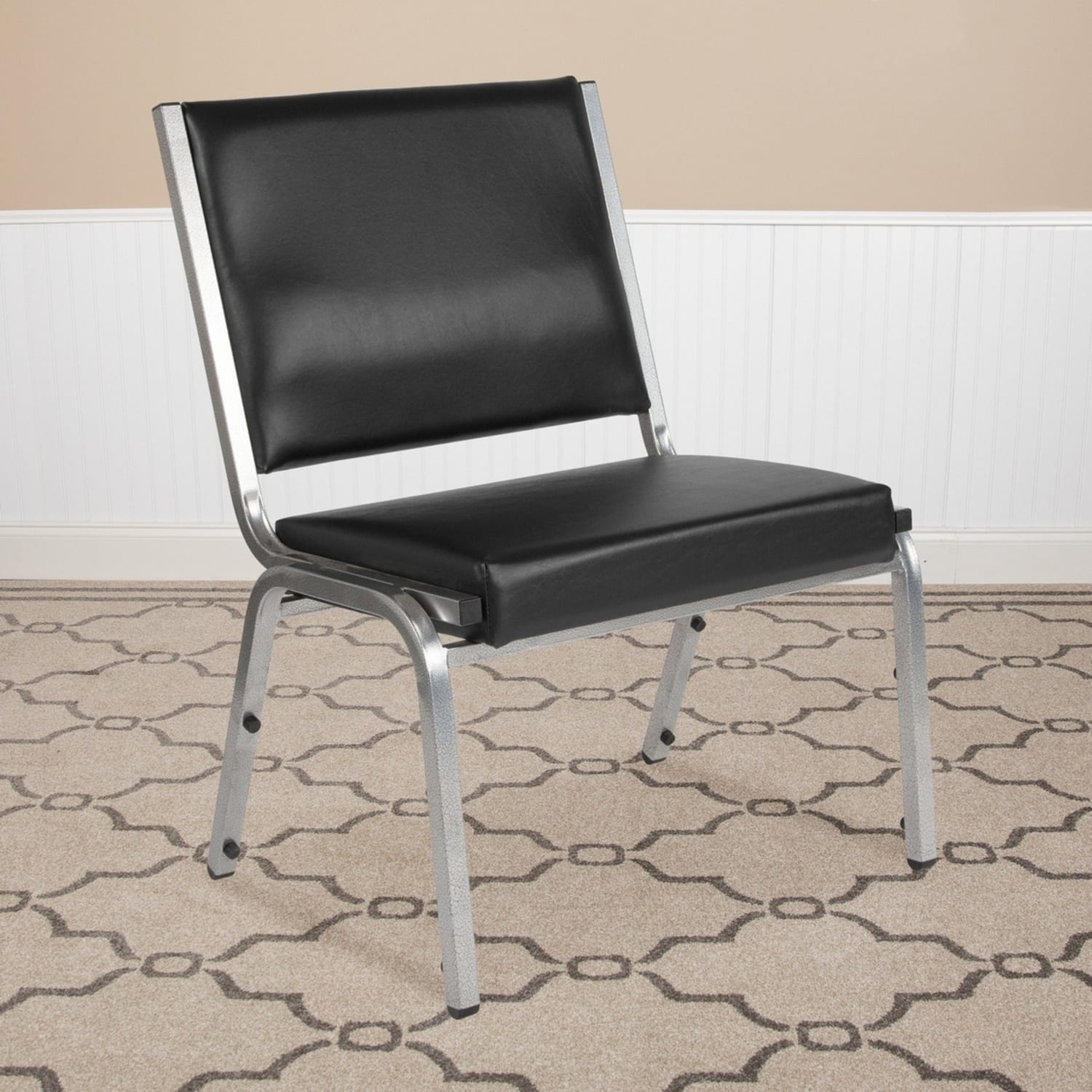Flash Furniture HERCULES Bariatric Medical Reception Chair With Antimicrobial Protection BlackSilver PopularChairscom