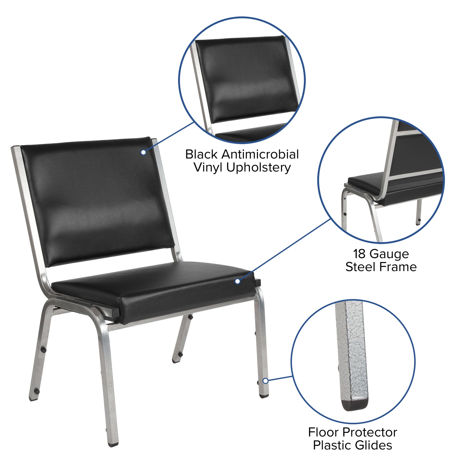 Flash Furniture HERCULES Bariatric Medical Reception Chair With Antimicrobial Protection BlackSilver PopularChairscom