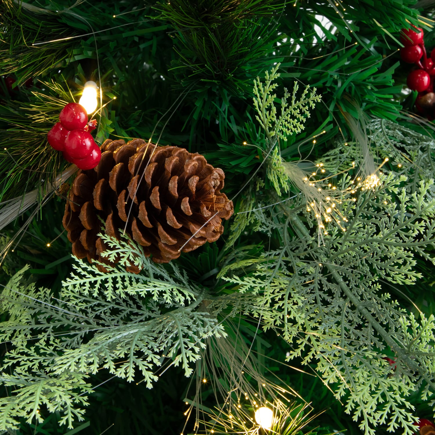 Nearly Natural Pine 72inH Artificial Fiber Optic Christmas Tree With Pinecones, Berries And LED Lights, 72inH x 35inW x 35inD, Green - Image 4