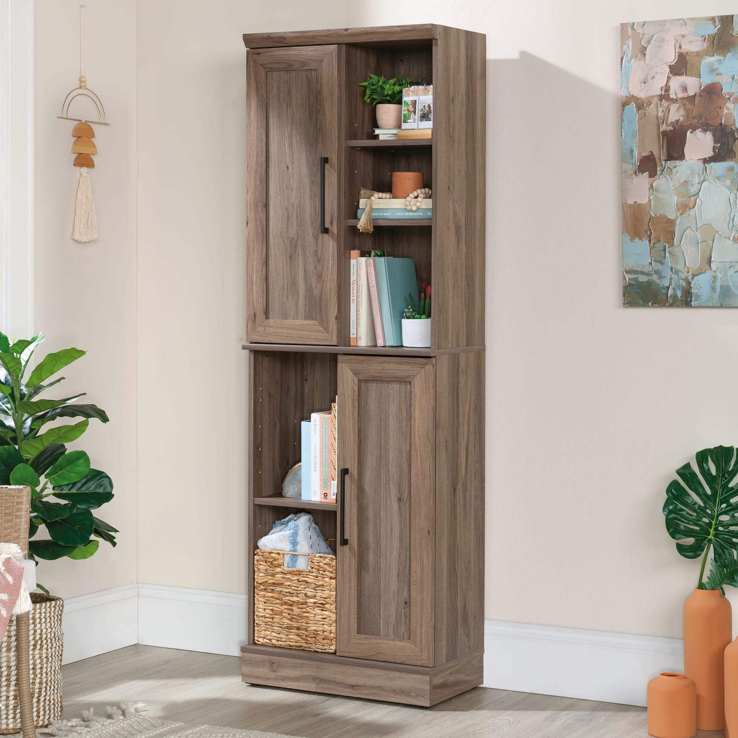 Sauder HomePlus Modern 24inW Storage Cabinet With Adjustable Doors, Salt Oak - Image 4