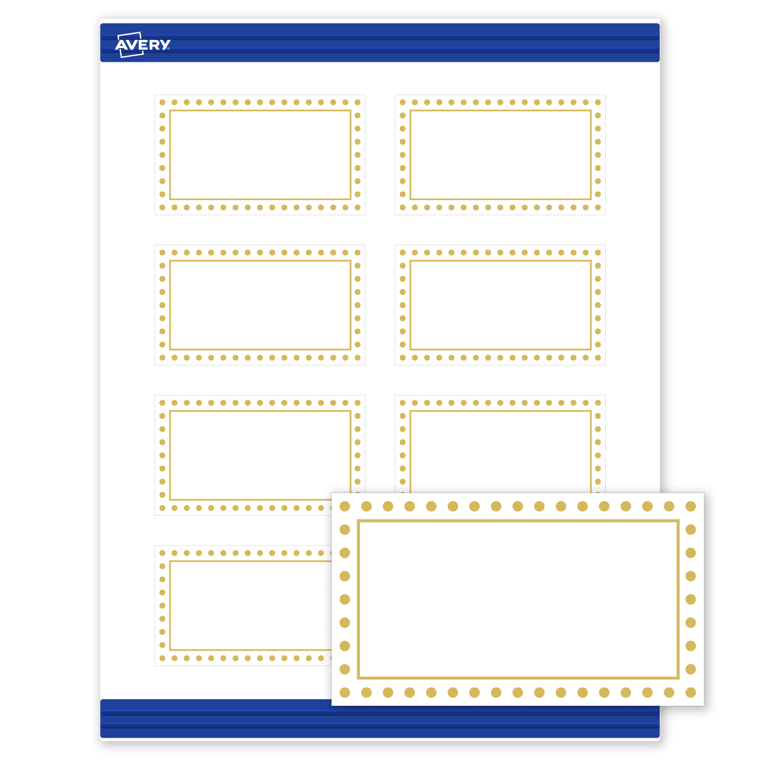 Avery Printable Cards With Sure Feed Technology, 2in x 3-1/2in, Matte White With Preprinted Gold Dot Border, Pack Of 80 - Image 3