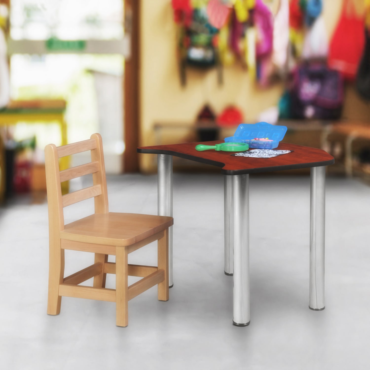 Regency Ferris 26inW Student Activity Desk, Cherry/Chrome - Image 3