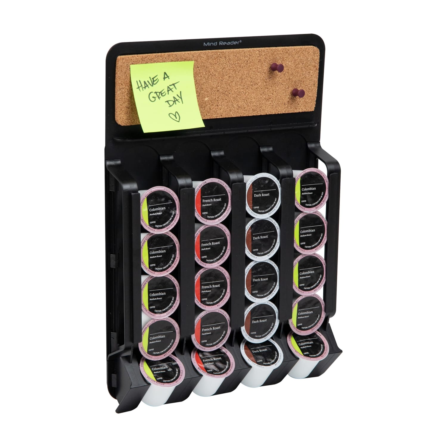 Mind Reader Wall Mount Single Serve Pod Organizer, 2-1/2inH x 15-1/2inW x 10-3/4inL, Black