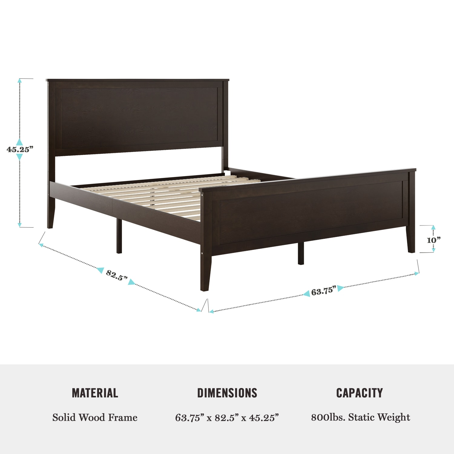 Flash Furniture Martha Stewart Corbin Solid Wood Platform Bed with Wooden Headboard and Footboard, No Box Spring Needed, Dark Brown, Queen - Image 3
