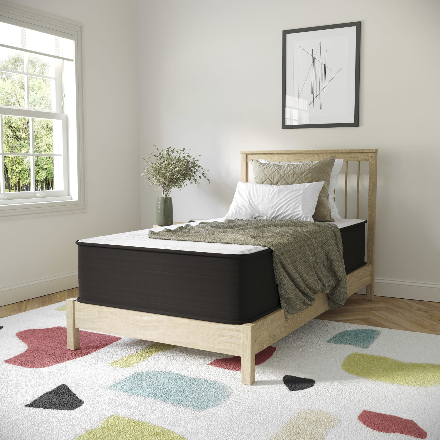 Flash Furniture Dream CertiPur-US Certified Hybrid Mattress, Twin, 12inH x 39inW x 75inL, White/Gray