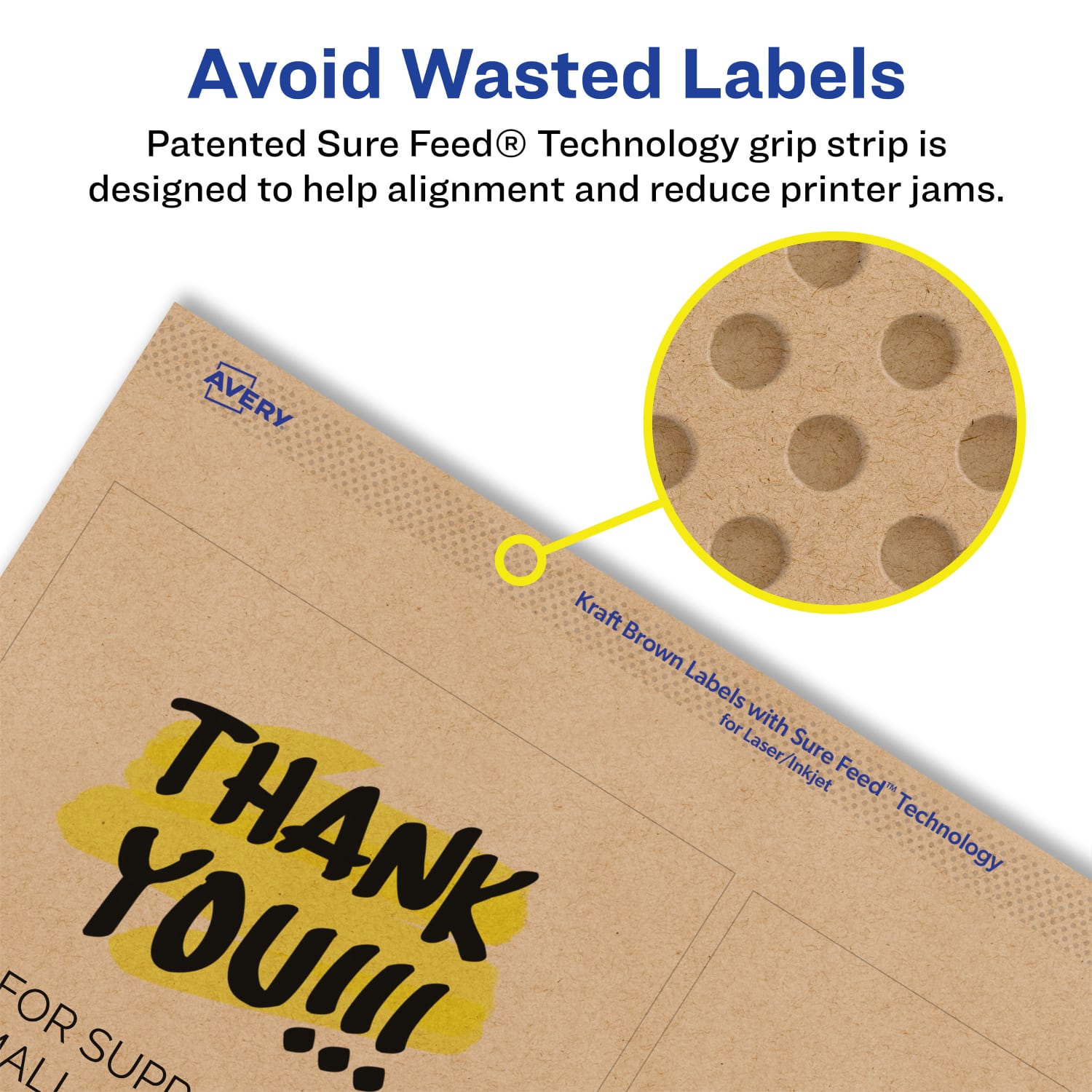 Avery Kraft Permanent Labels With Sure Feed, 94100-KMP25, Square, 4in x 4in, Brown, Pack Of 100 - Image 5