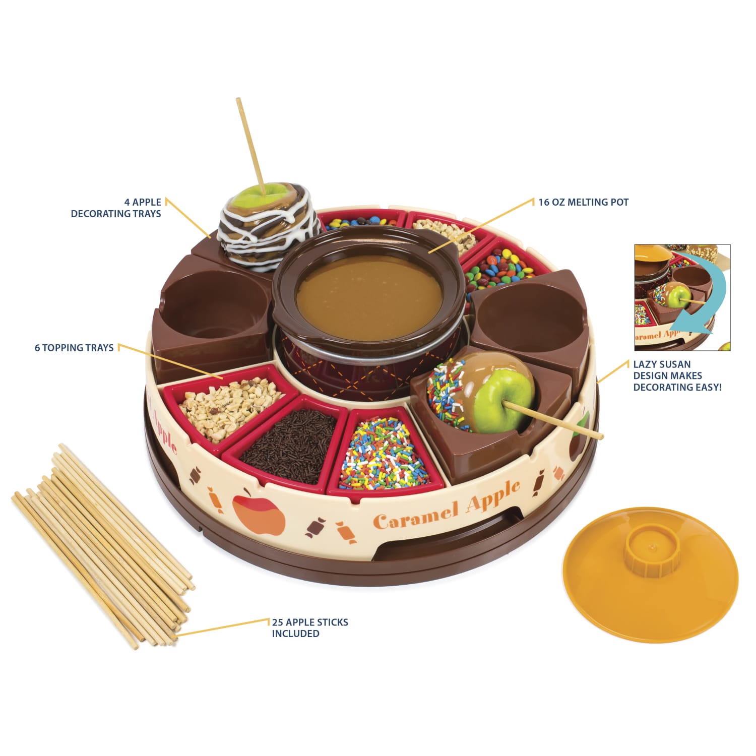 Nostalgia Electrics NCCA5 Caramel & Chocolate Apple Maker, 6-1/2in x 14in - Image 3