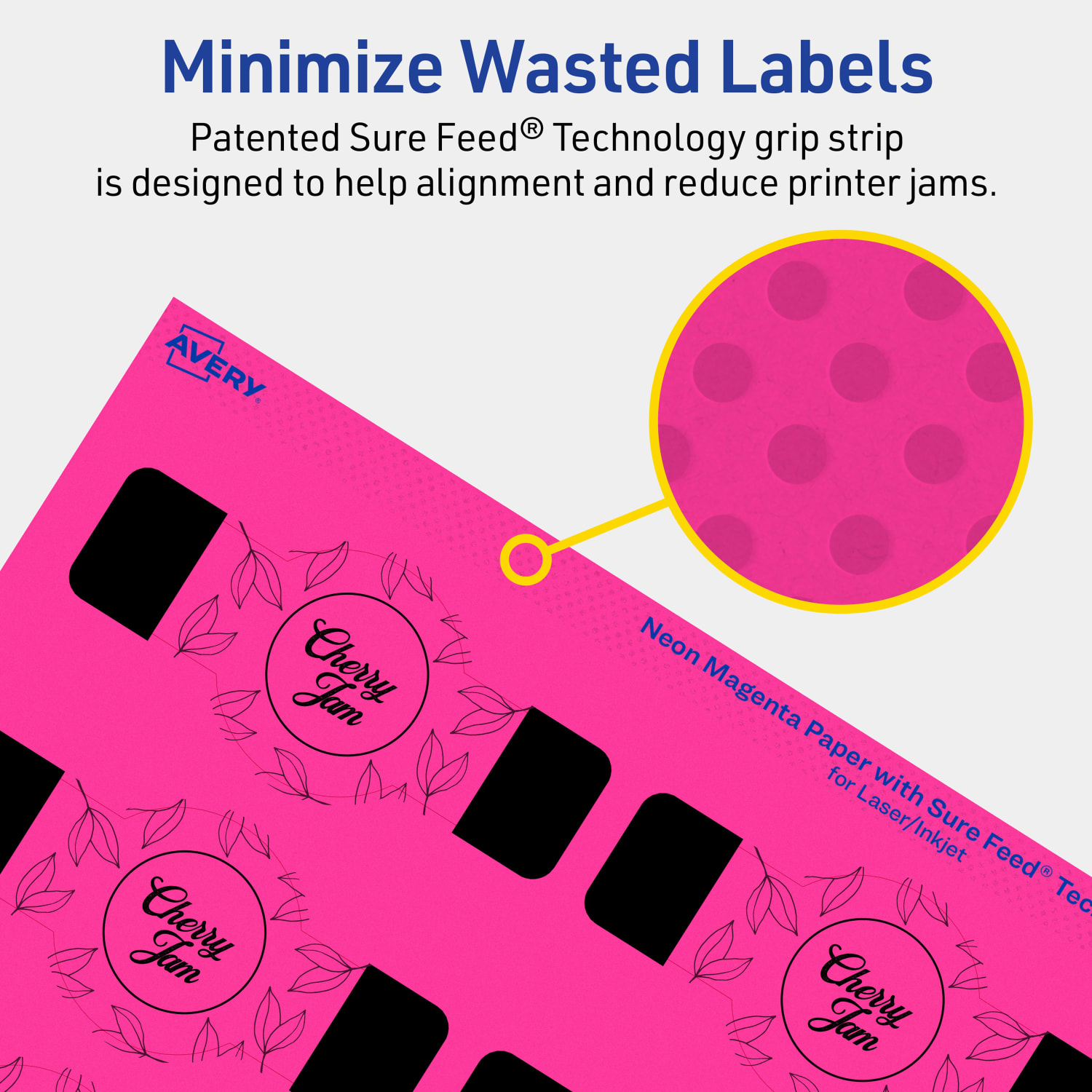 Avery Print-To-The-Edge Labels With Sure Feed Technology, 94122-NMP10, Cigar, 1-1/2in x 3-1/2in, Matte Neon Magenta, Pack of 100 - Image 5