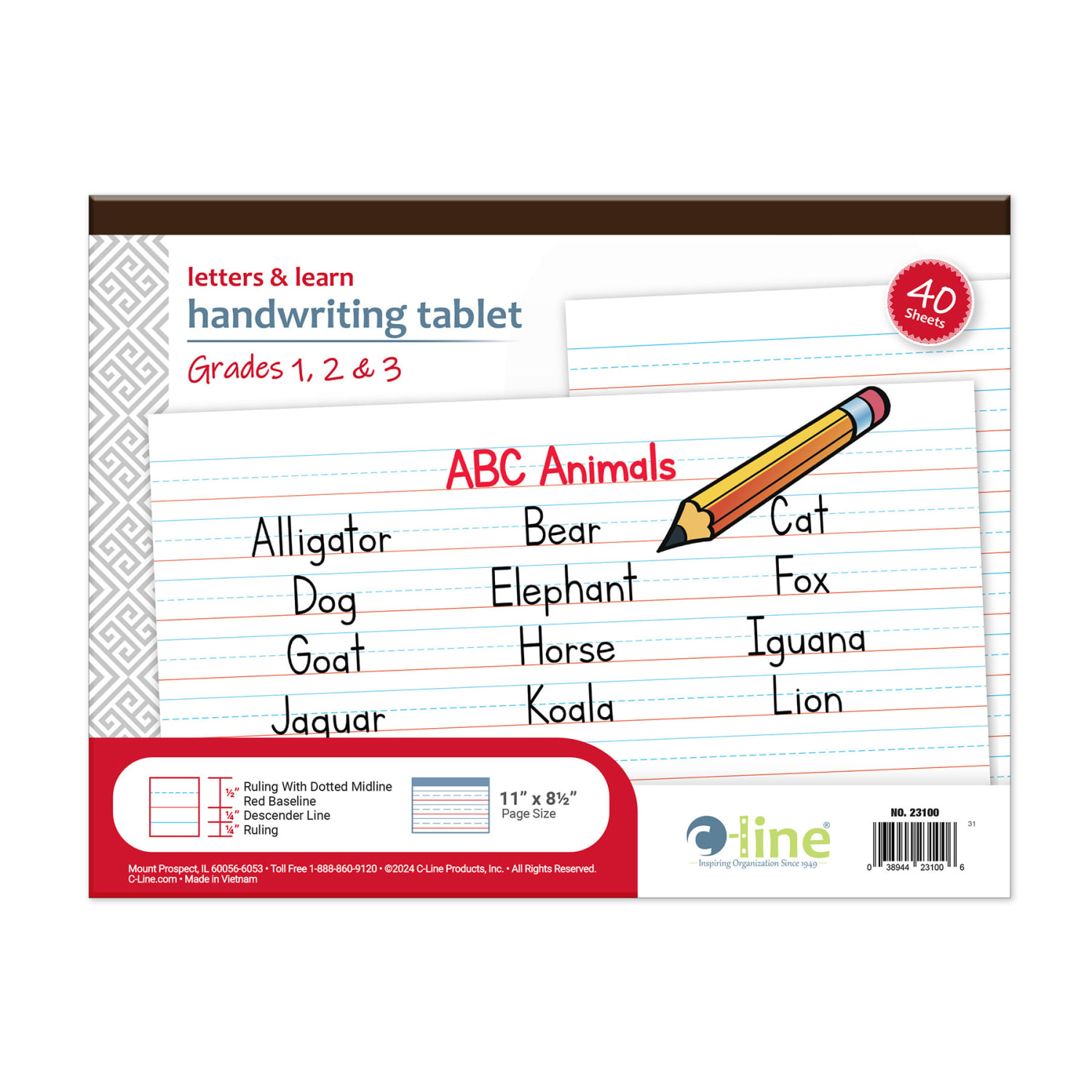 C-Line Letters & Learn Handwriting Tablet, 11in x 8-1/2in, 40 Sheets, Pack Of 6 - Image 3