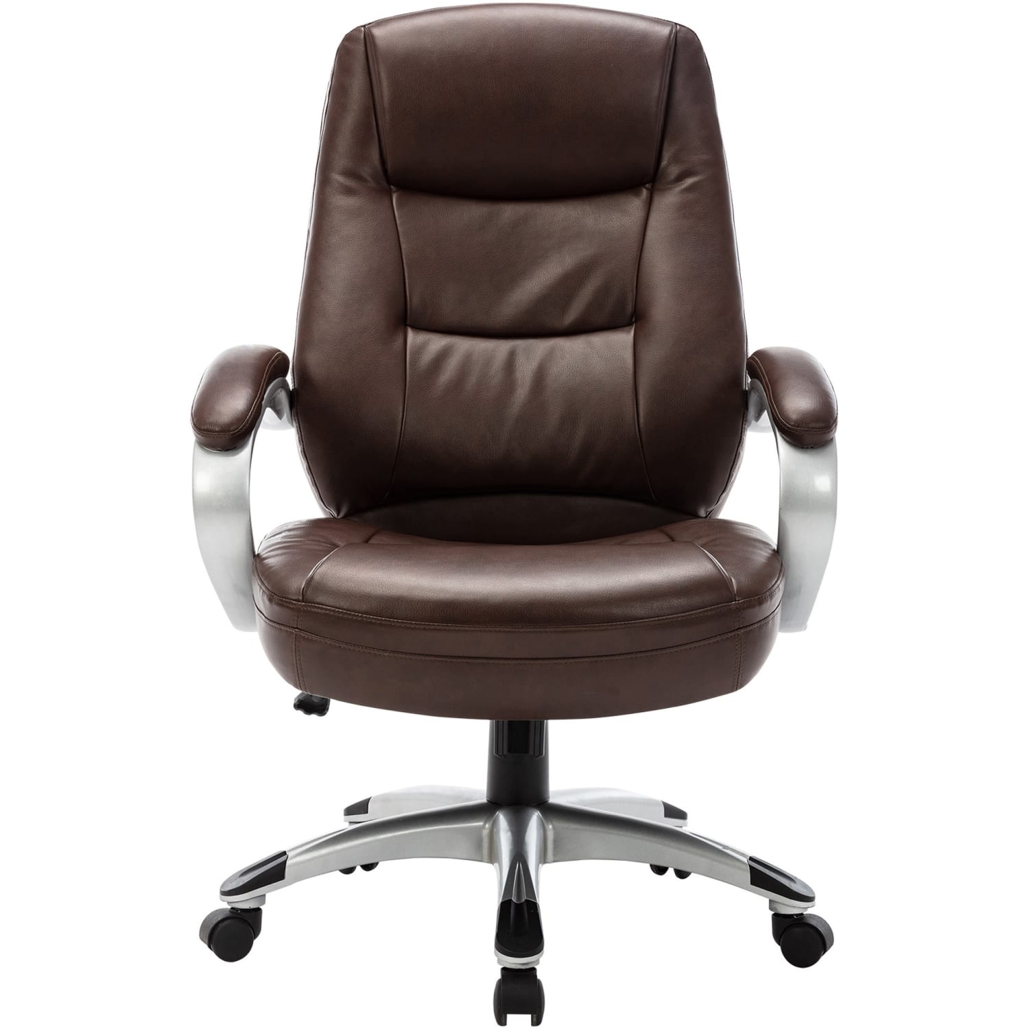 Lorell Westlake Ergonomic Bonded Leather High-Back Chair, Saddle/Champagne - Image 4