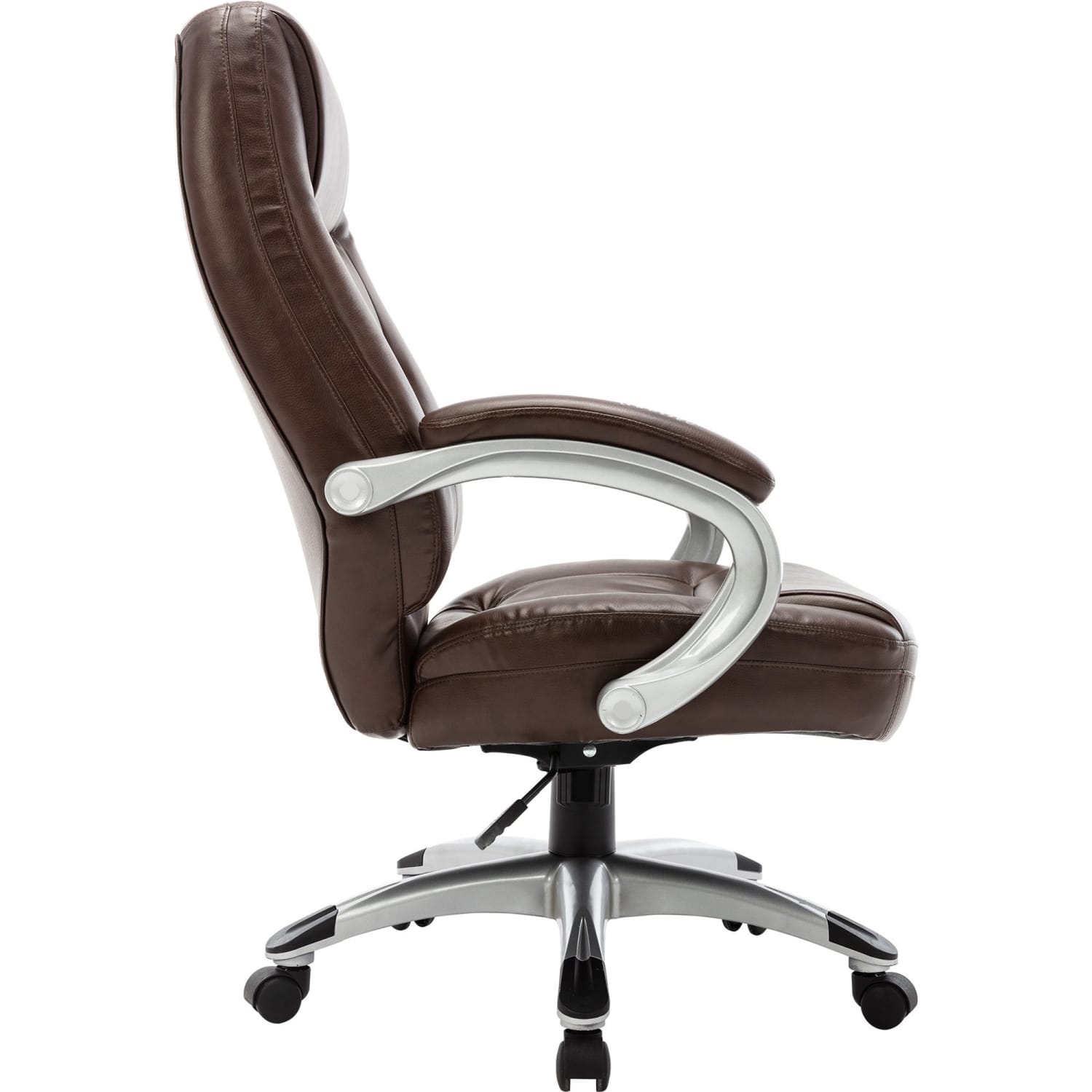 Lorell Westlake Ergonomic Bonded Leather High-Back Chair, Saddle/Champagne - Image 5