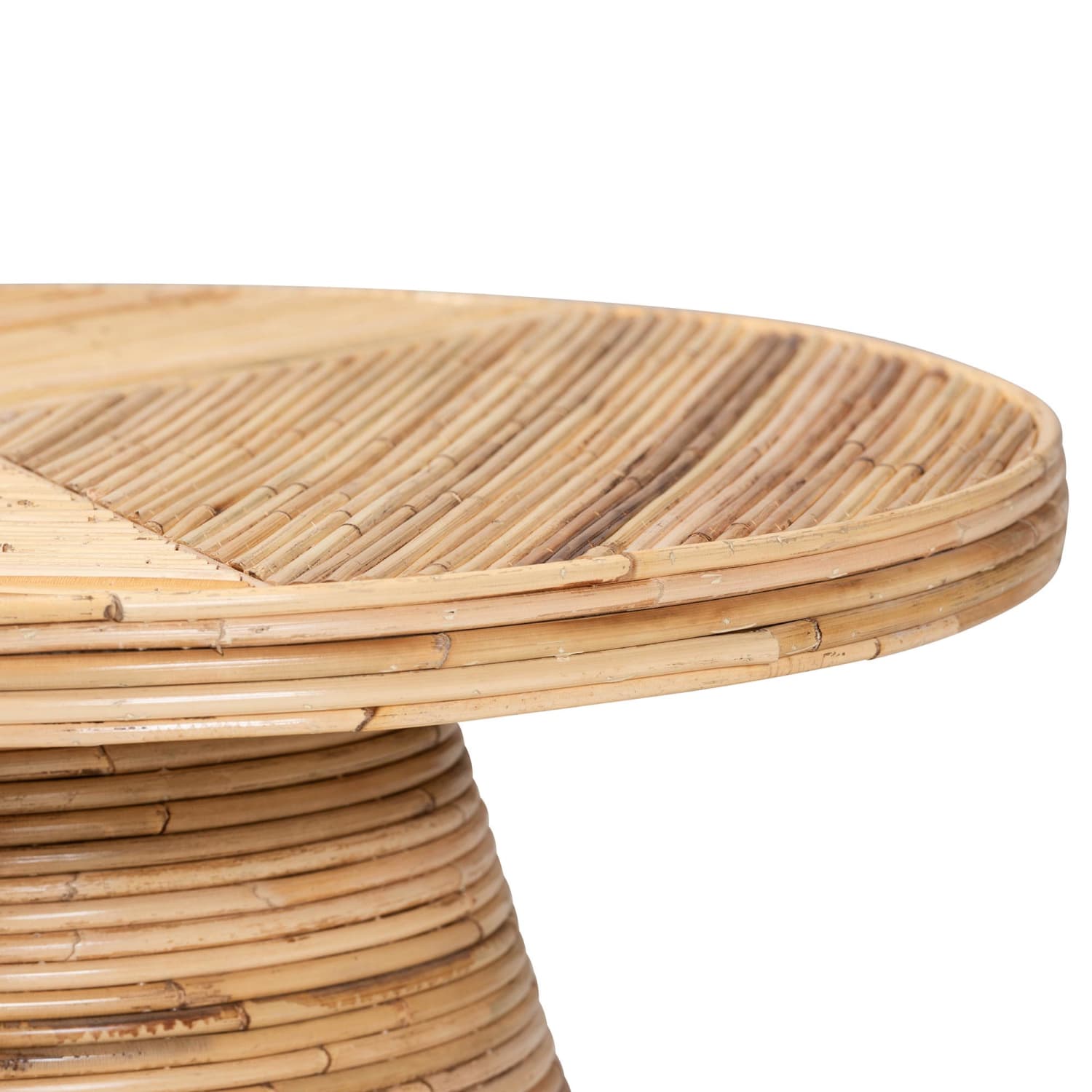 bali & pari Bella Rattan And Mahogany Wood Coffee Table, 17-3/4inH x 28inW x 28inD, Natural - Image 3
