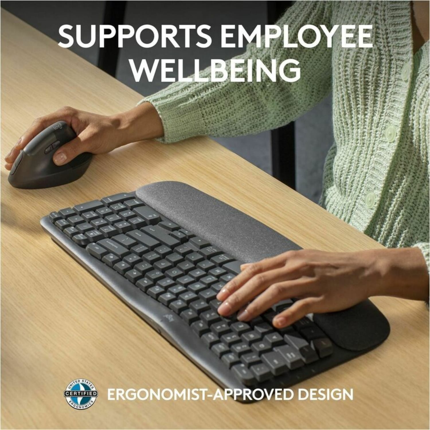 Logitech Wave Keys for Business, Wireless Ergonomic Keyboard with Cushioned Palm Rest, Logi Bolt Technology, Graphite - 920012058 - Image 6