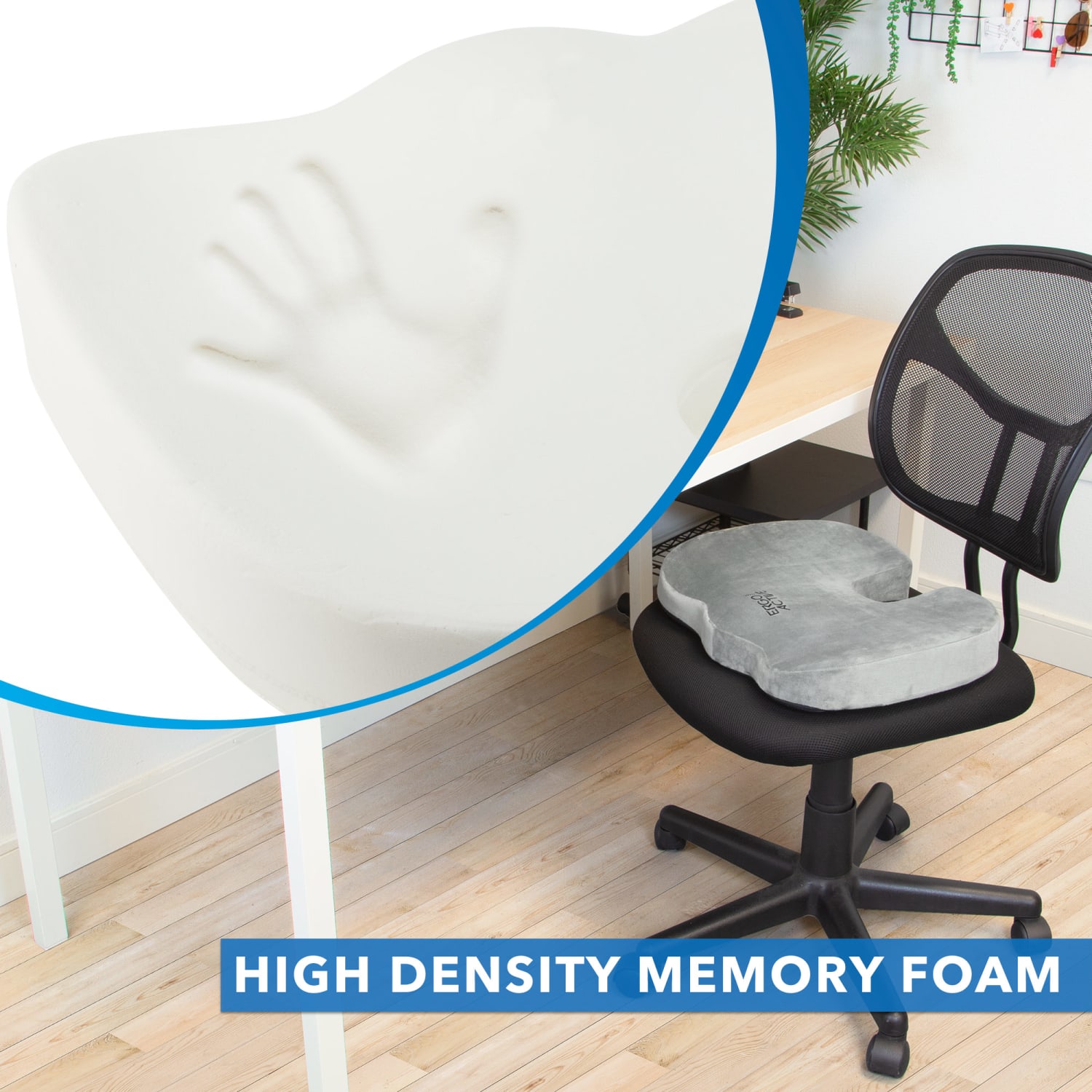 Mount It ErgoActive Memory Foam Seat Cushion Foam 13 1316inH x 17 34inW x 3inD Gray PopularChairscom