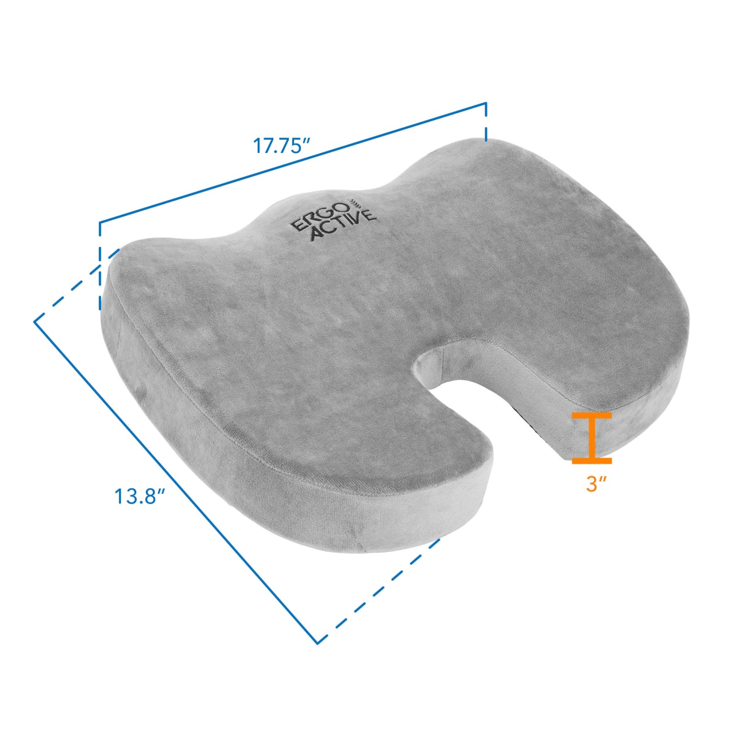 Mount It ErgoActive Memory Foam Seat Cushion Foam 13 1316inH x 17 34inW x 3inD Gray PopularChairscom