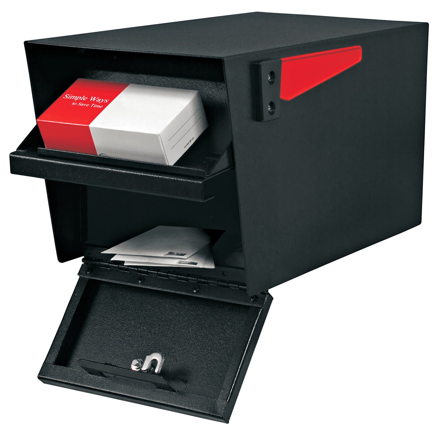 Mail Boss Mail Manager Locking Mailbox, 11 1/4inH x 10 3/4inW x 21inD, Black - Image 3