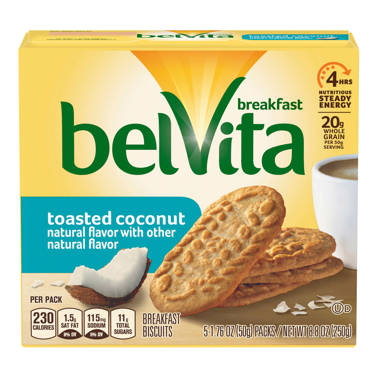 BELVITA Breakfast Biscuits Toasted Coconut, 5 Count, 6 Pack - Image 3