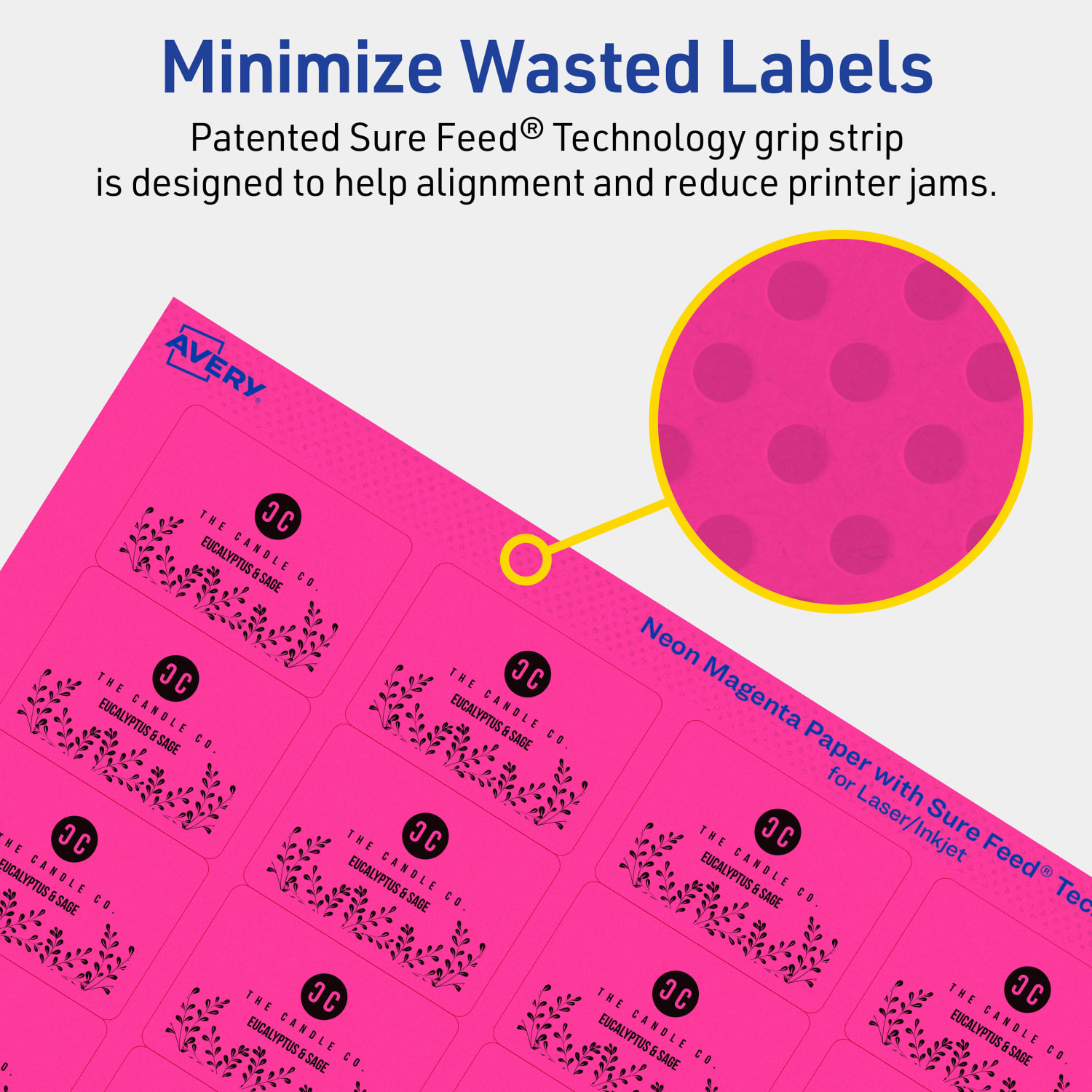 Avery Printable Labels With Sure Feed Technology, 94226-NMP20, Rectangle, 1-1/4in x 1-3/4in, Matte Neon Magenta, Pack of 640 - Image 5