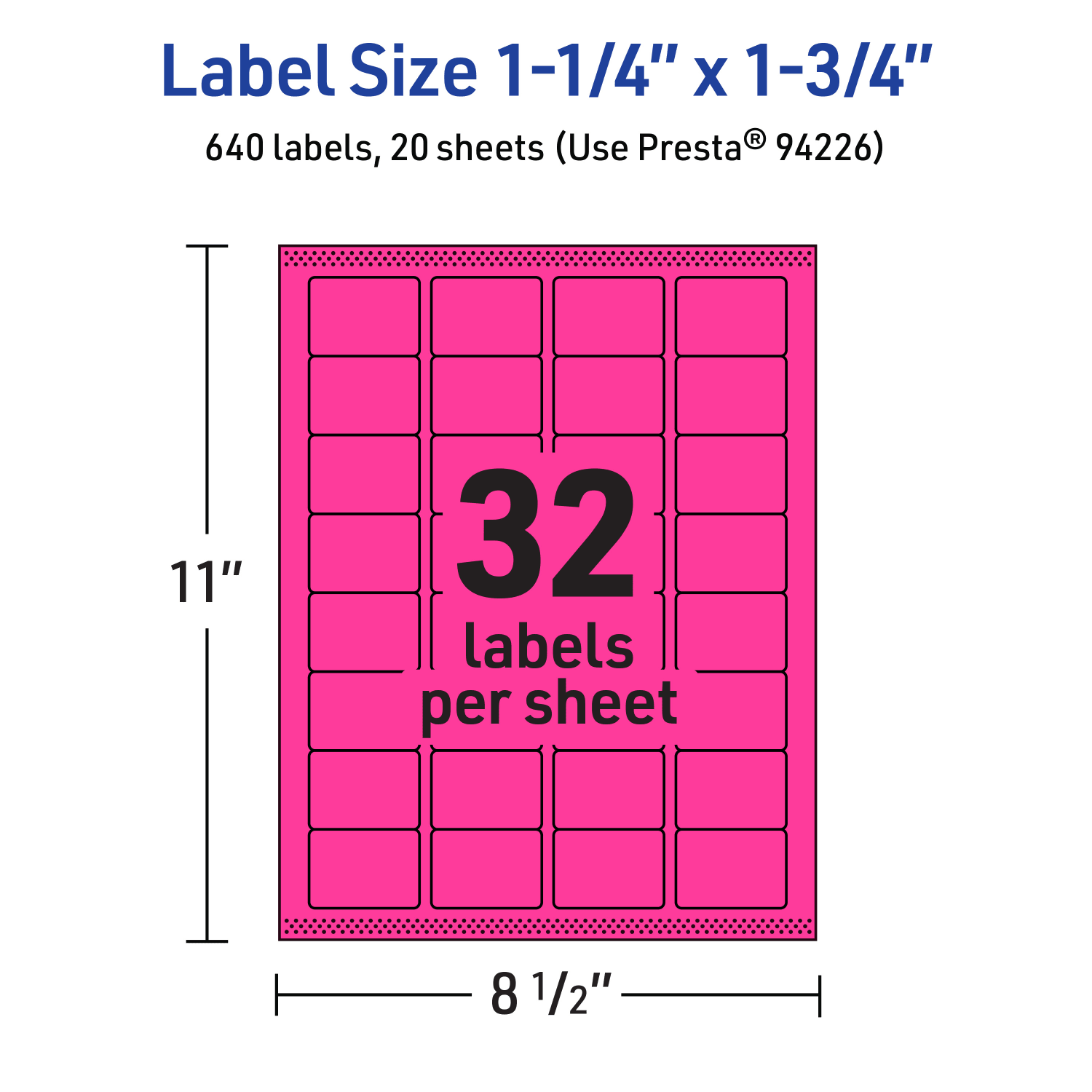 Avery Printable Labels With Sure Feed Technology, 94226-NMP20, Rectangle, 1-1/4in x 1-3/4in, Matte Neon Magenta, Pack of 640 - Image 6