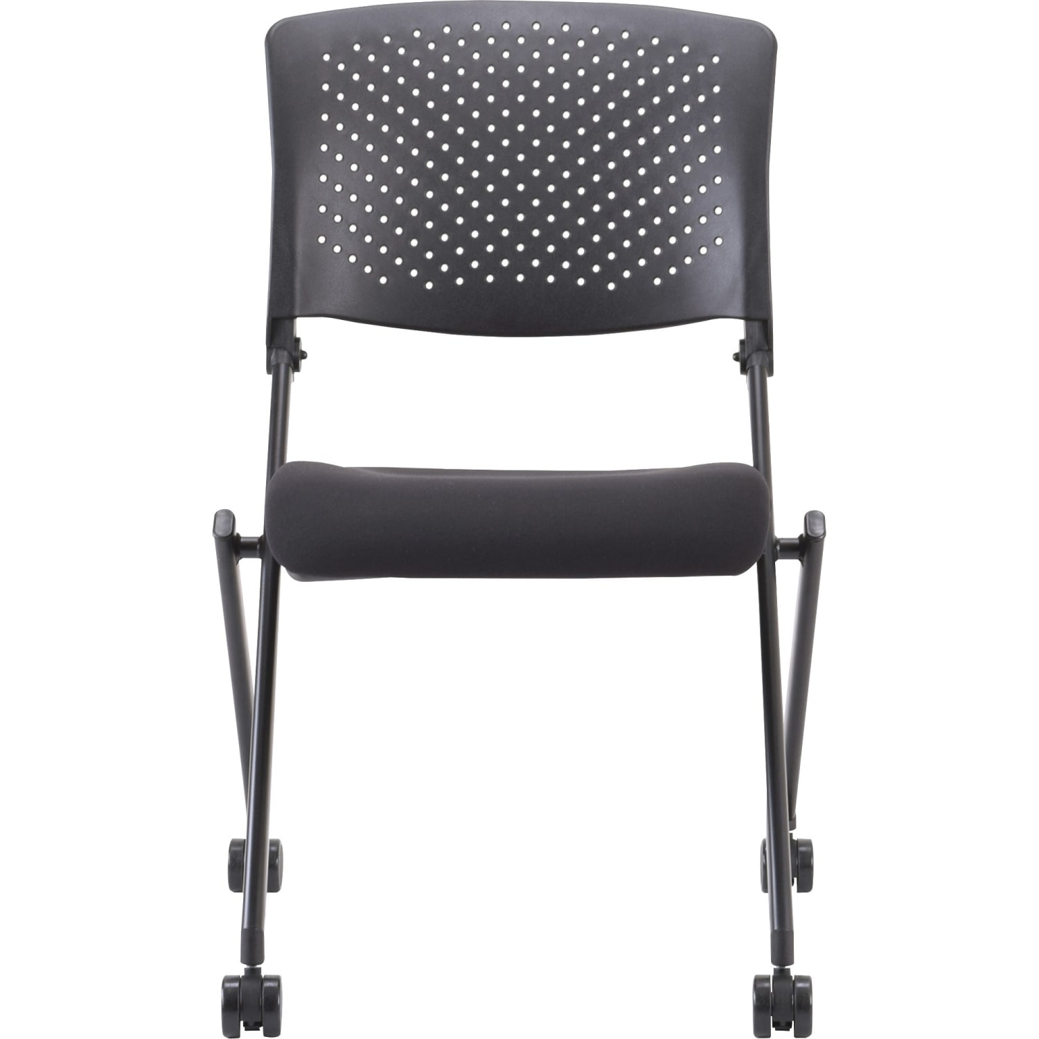Lorell Nesting Plastic Back Chairs Black Set Of 2 Chairs PopularChairscom