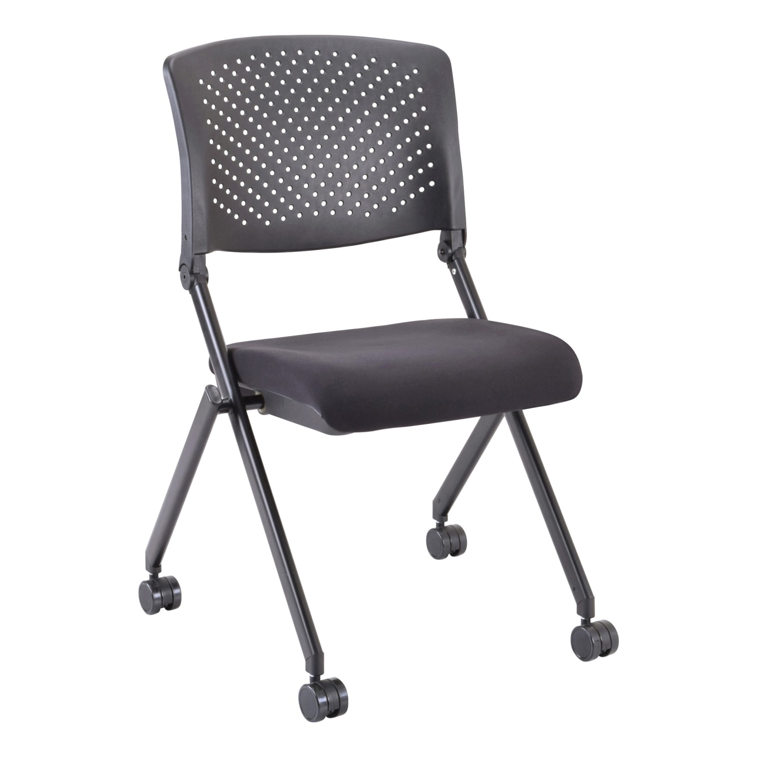 Lorell Nesting Plastic-Back Chairs, Black, Set Of 2 Chairs