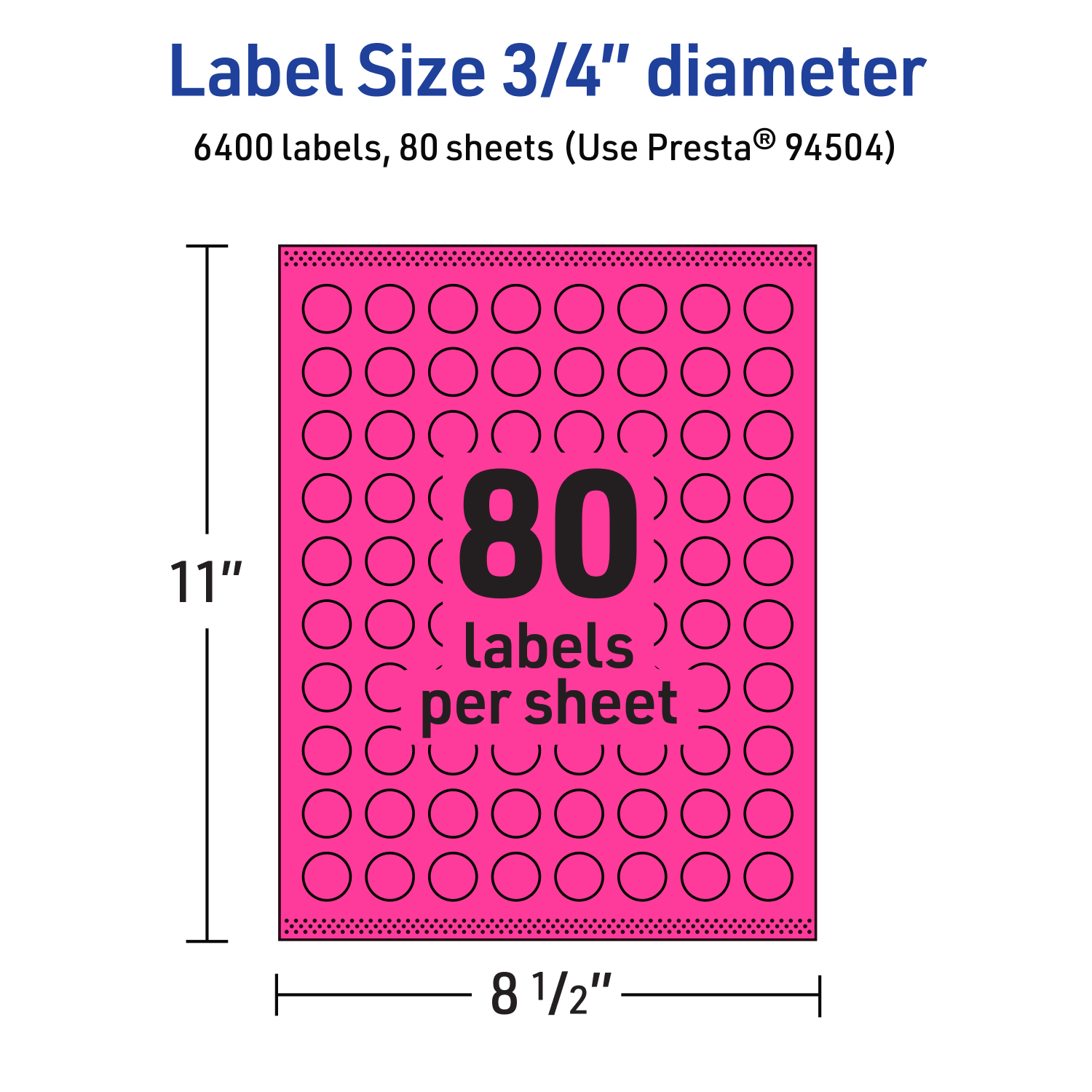 Avery Print-To-The-Edge Labels With Sure Feed Technology, 94504-NMP80, Round, 3/4in, Matte Neon Magenta, Pack of 6400 - Image 6