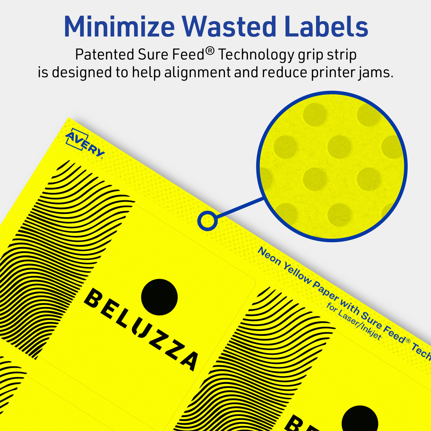 Avery Print-To-The-Edge Labels With Sure Feed Technology And Easy Peel, 94248-NYP80, Rectangle, 3in x 3-3/4in, Matte Neon Yellow, Pack of 480 - Image 5