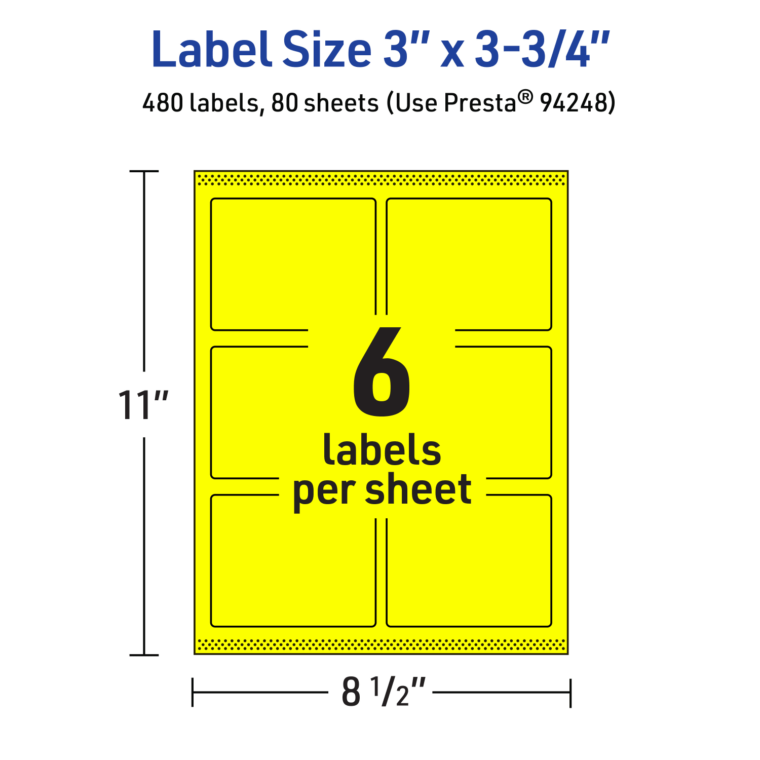 Avery Print-To-The-Edge Labels With Sure Feed Technology And Easy Peel, 94248-NYP80, Rectangle, 3in x 3-3/4in, Matte Neon Yellow, Pack of 480 - Image 6