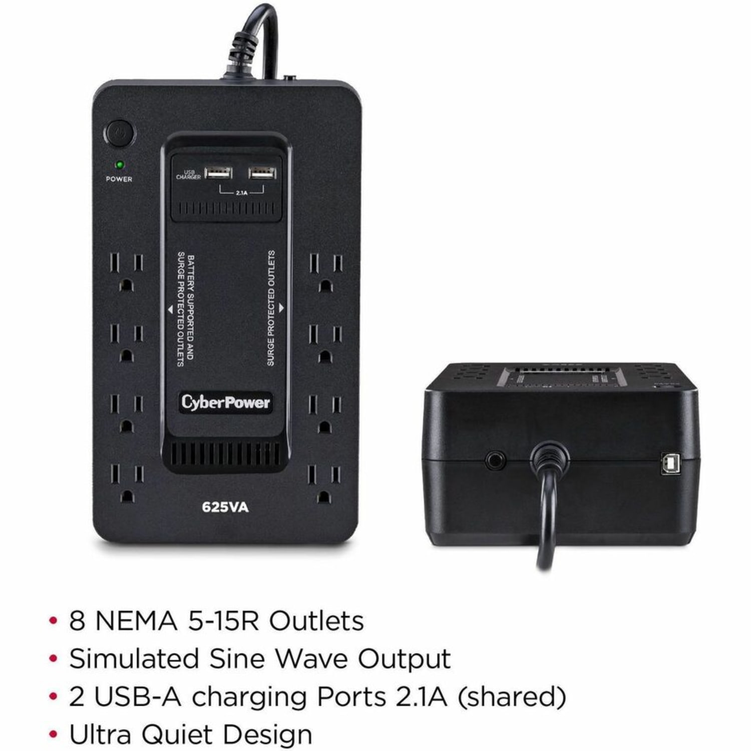 CyberPower ST625U Standby UPS Systems - 625VA/360W, 120 VAC, NEMA 5-15P, Compact, 8 Outlets, PowerPanel Personal, $100000 CEG, 3YR Warranty - Image 4