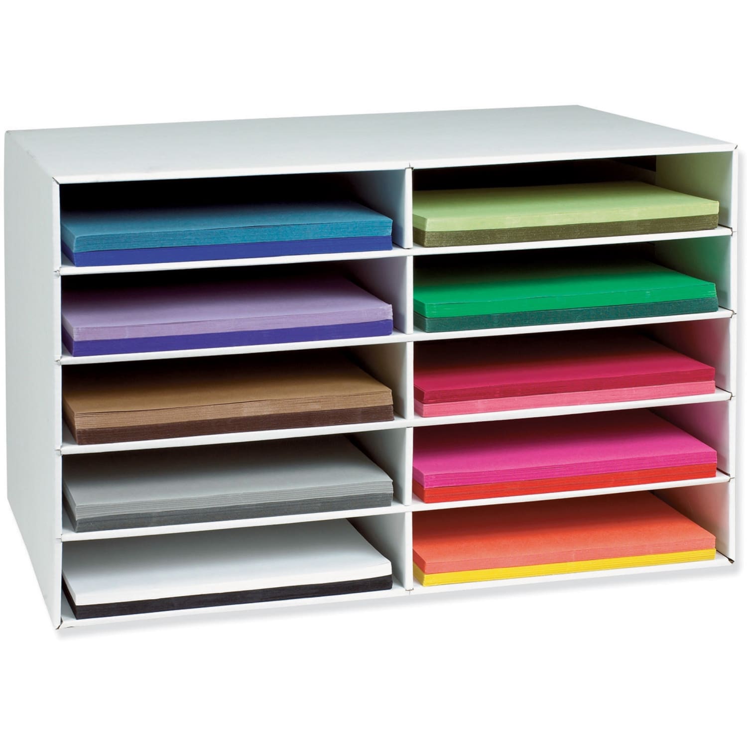 Classroom Keepers Corrugated Construction Paper Storage Unit, For 12in x 18in Sheets, 10-Slots, White - Image 3