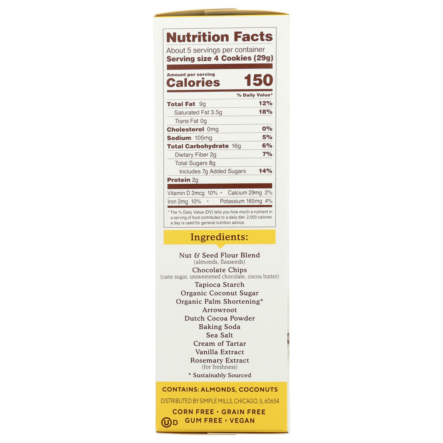 Simple Mills Crunchy Cookies, Double Chocolate, 5.5 Oz, Total Qty 6 - Image 3