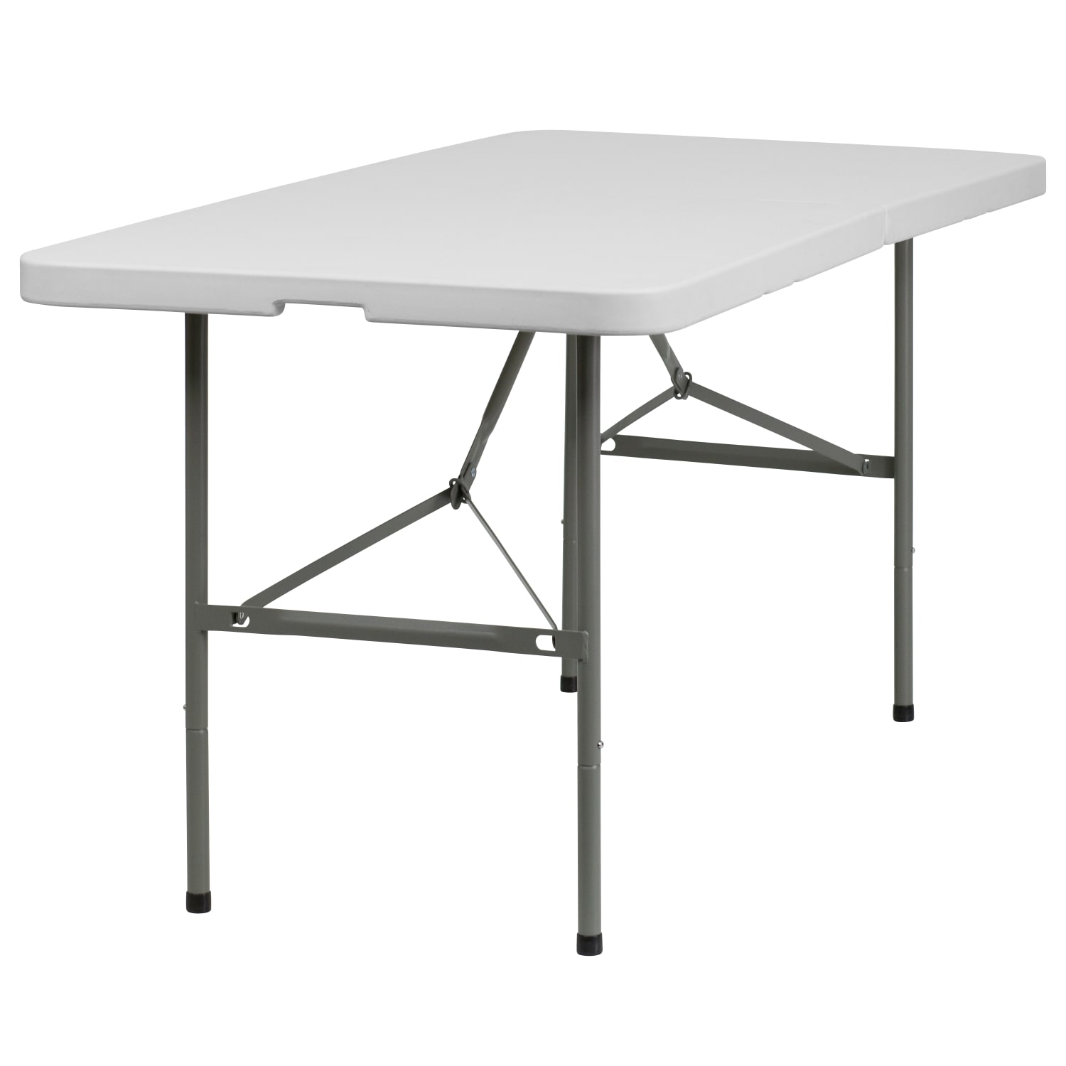 Flash Furniture Bi-Fold Plastic Folding Table, 29inH x 30inW x 60inD, Granite White/Gray - Image 3