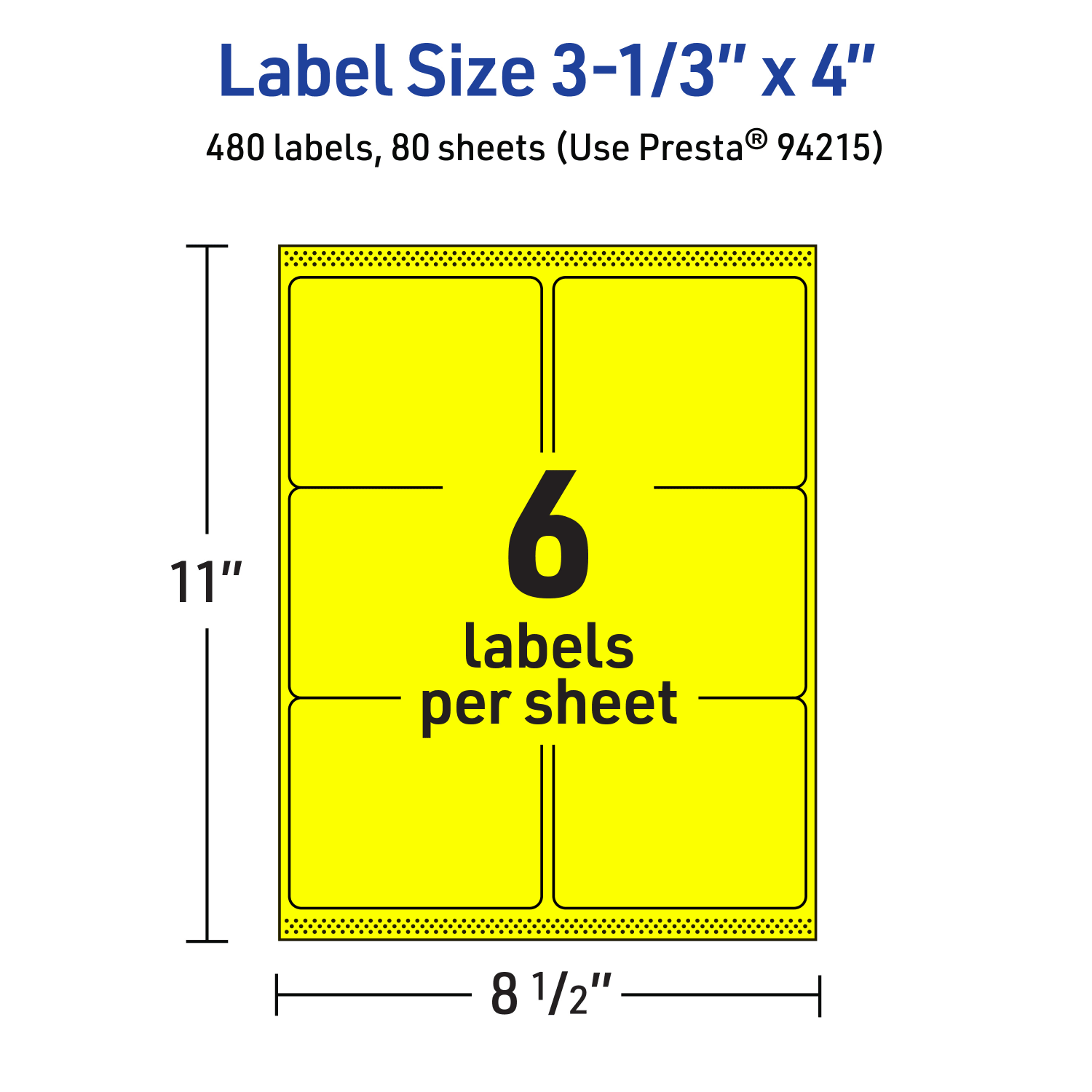 Avery Printable Labels With Sure Feed Technology, 94215-NYP80, Rectangle, 3-1/3in x 4in, Matte Neon Yellow, Pack of 480 - Image 6